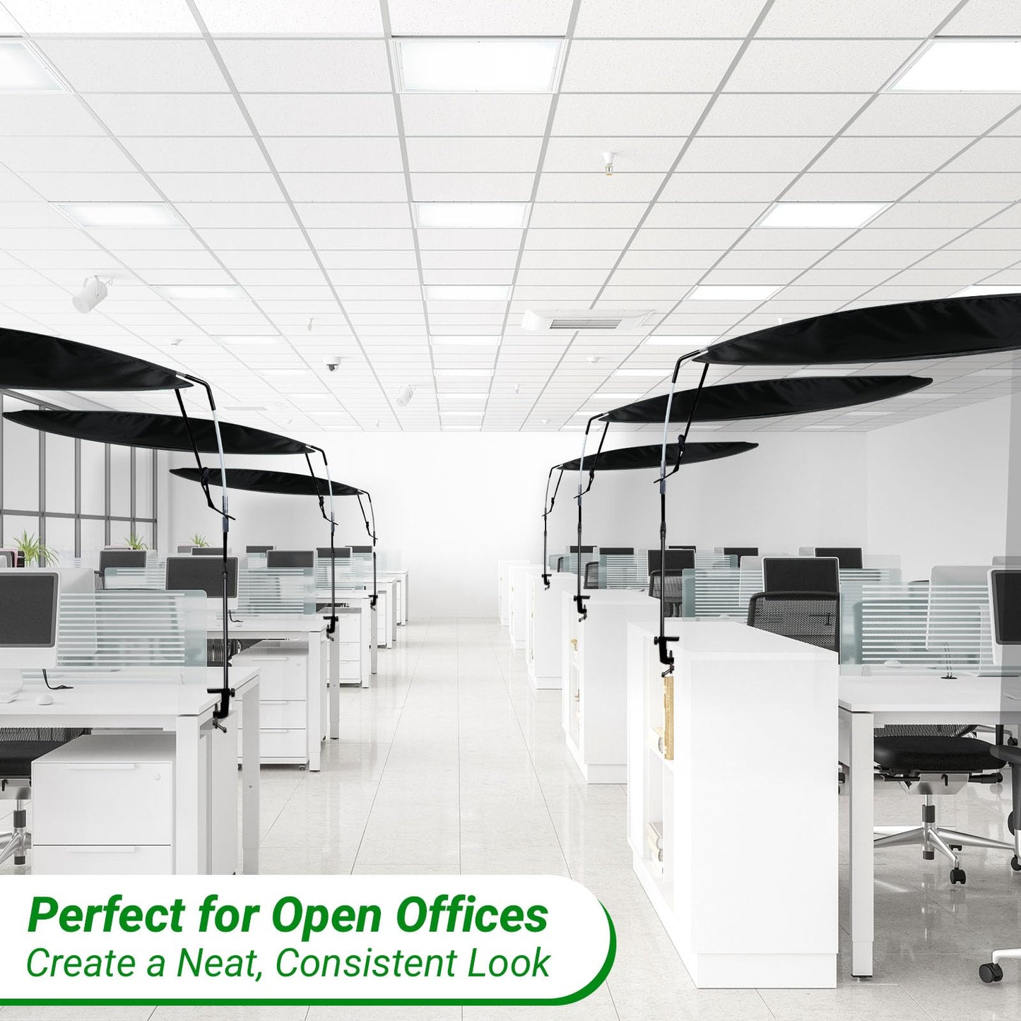 Adjustable Office Cubicle Shade – Create a Calm, Light-Free Desk, Blocks Overhead Light & Helps Reduce AC Airflow – Black Desk Shade for Office Workers