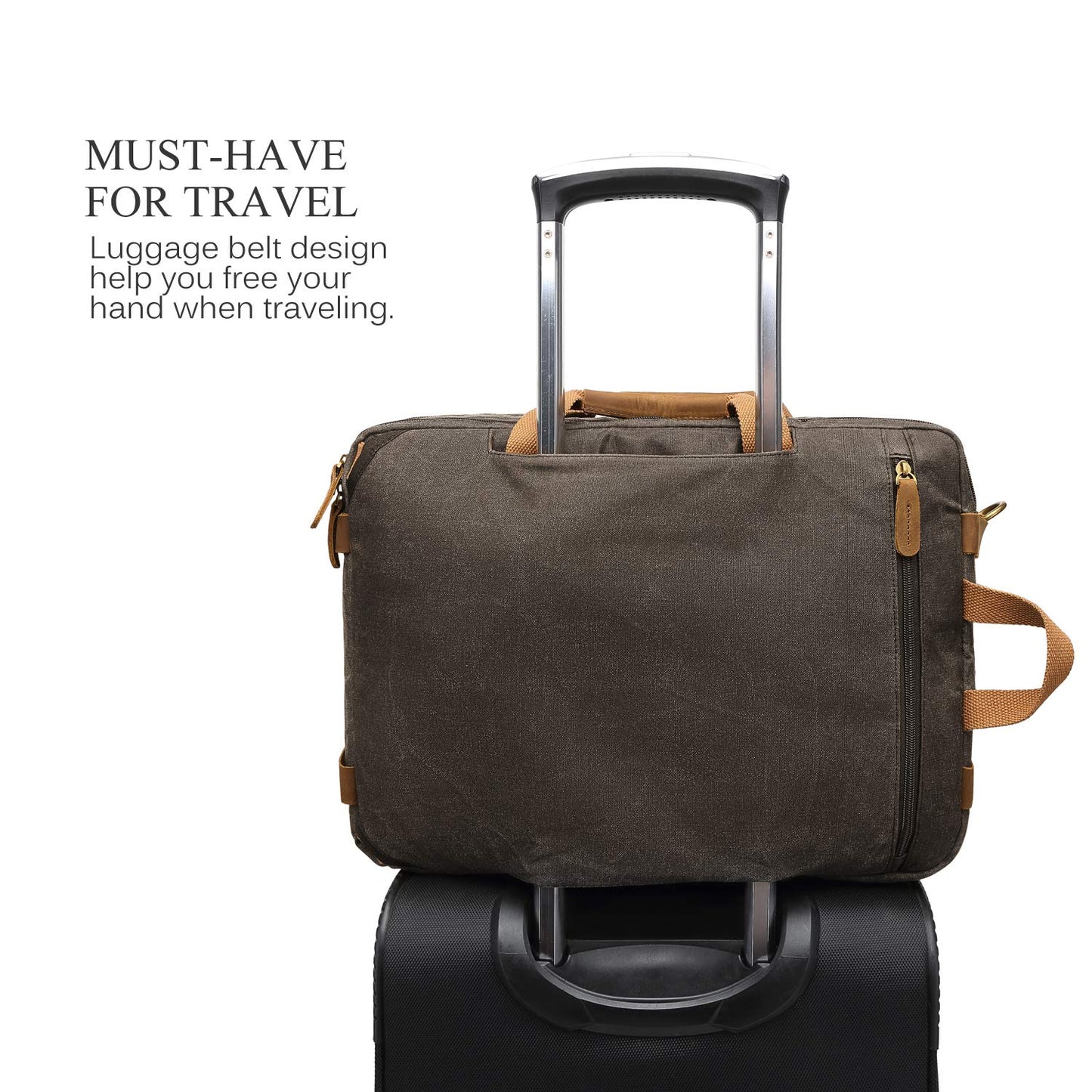 CoolBELL Laptop Messenger Bag Vintage Shoulder Bag Convertible Backpack Retro Briefcase Versatile Travel Bag Fits 17.3 Inch Laptop For Men Business (Waxed Canvas Brown)