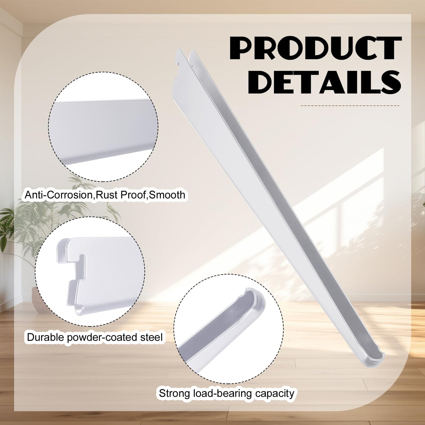 CroBlissful 20 Pcs Adjustable Shelf Brackets for Double Track System Closet Organization Heavy Duty Wire Shelf Brackets(White,11.5 Inch)