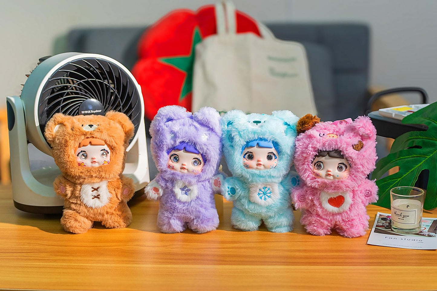 BIRZWOT Nommi Plush Blind Box， Plush Figure Toys 1PC (1 of 7 Possible Styles) Loveliness Never Ends Series Keychain & Bag Charm Birthday Gifts 8.5 in