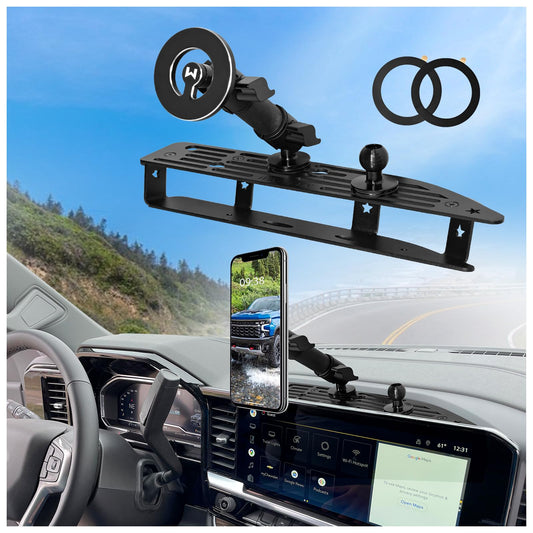 WXRYLYN 2024 2025 Silverado Sierra Metal Dash Platform Phone Mount Magnetic Phone Holder for 2022-2024 2025 2026 Silverado&Sierra Cell Phone Holder Dash Phone Mount 2024 Silverado Dash Mount