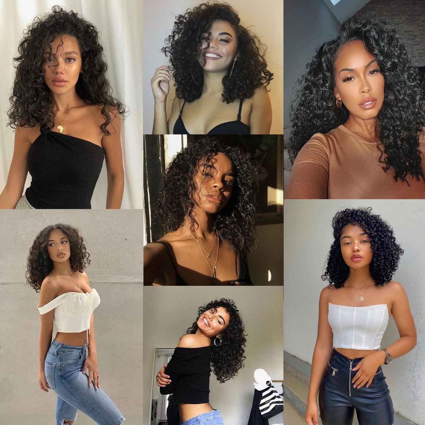 JTdebade 12 Inch Kinky Curly Human Hair Bundles With Closure Brazilian Virgin Human Hair 4 Bundles Natural Black Color 100% Unprocessed Curly Wave Human Hair Extensions（12 Inch Curly*4+14 Closure）