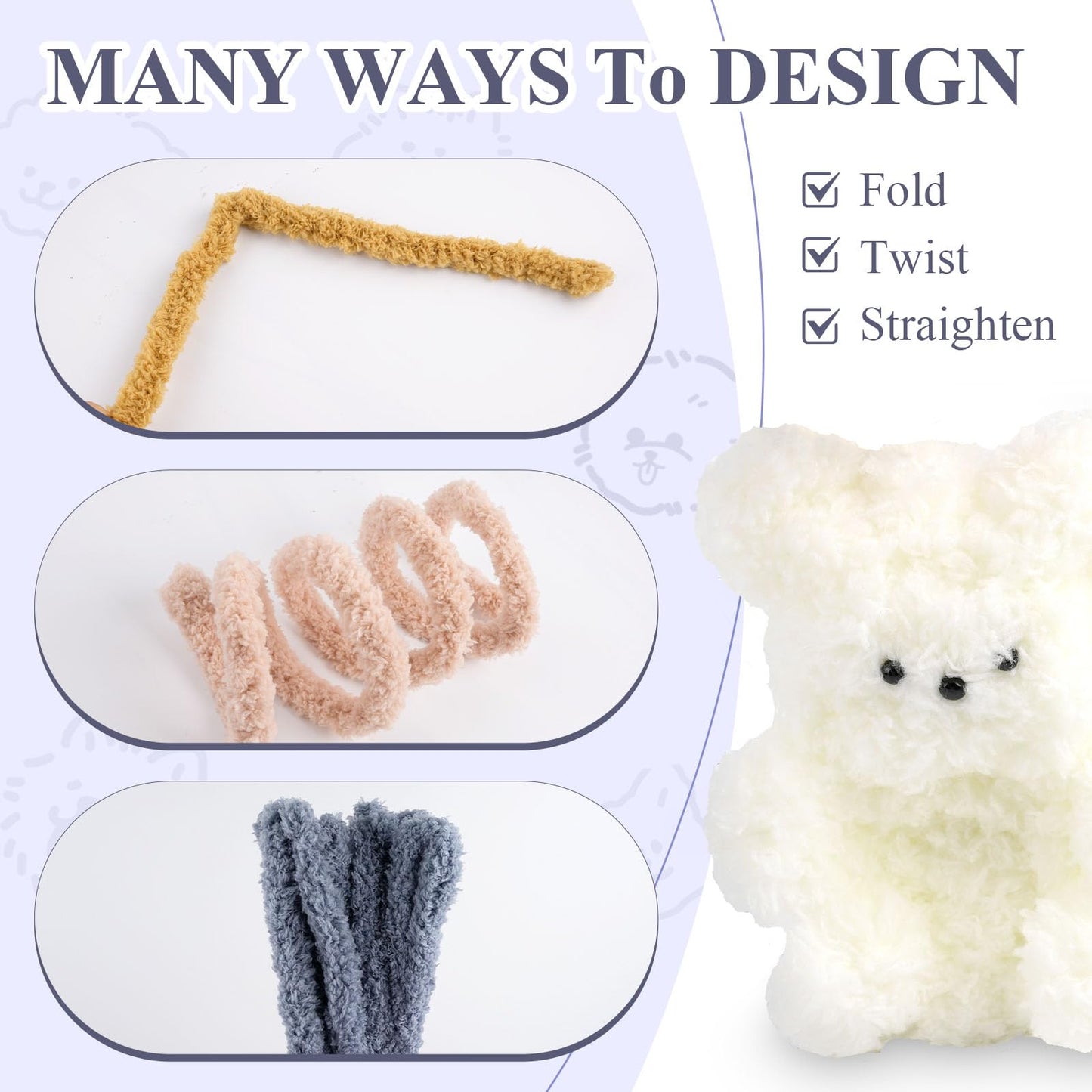 Aemygo 40 Inch Extra Thick Pipe Cleaners, 24 Pcs Jumbo Fur Chenille Stems Pipe Cleaner, Long Fluffy Coral Fleece Craft Supplies for DIY Projects & Crafts Decorations