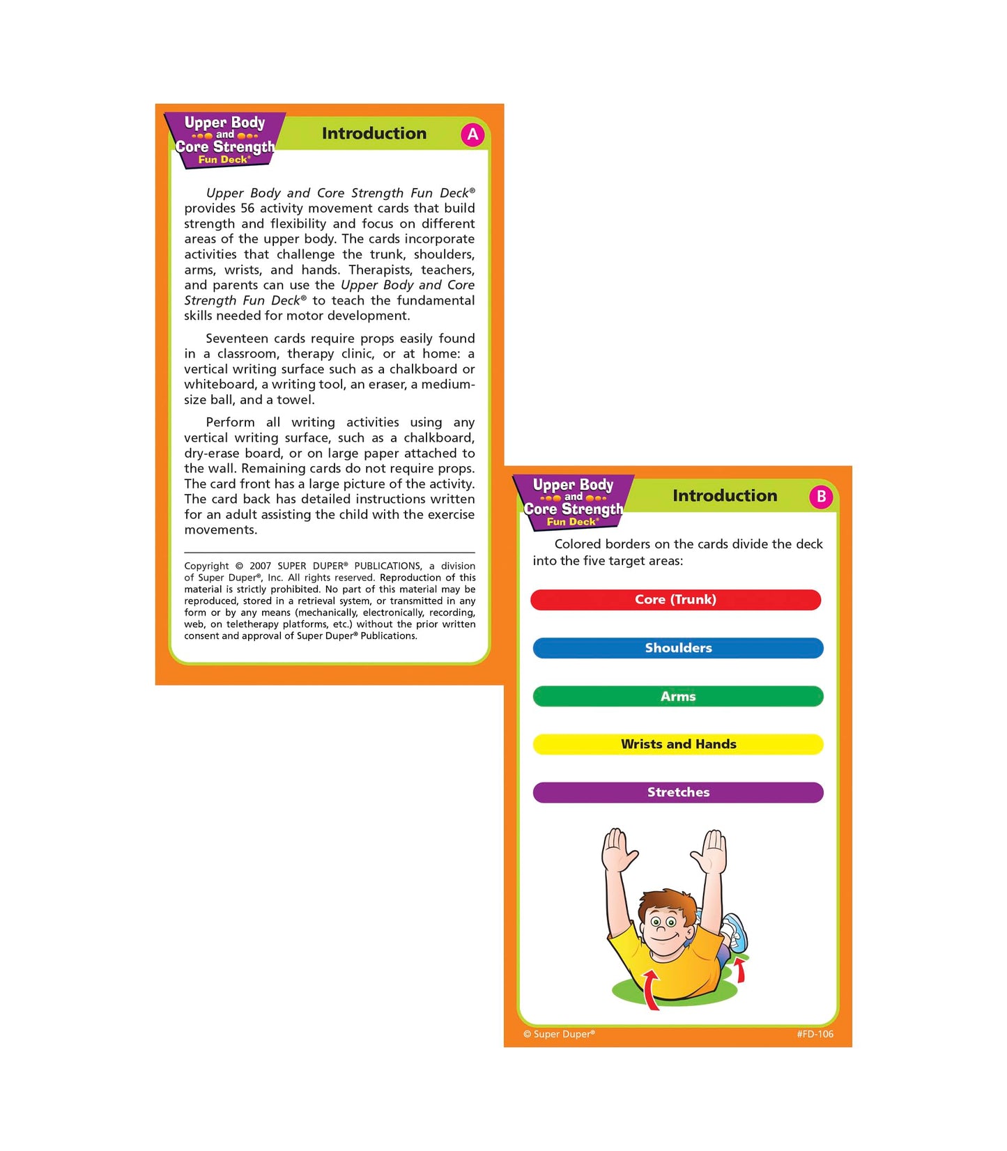 Super Duper Publications | Upper Body and Core Strength Fun Deck | Occupational Therapy Flash Cards | Educational Learning Materials for Children