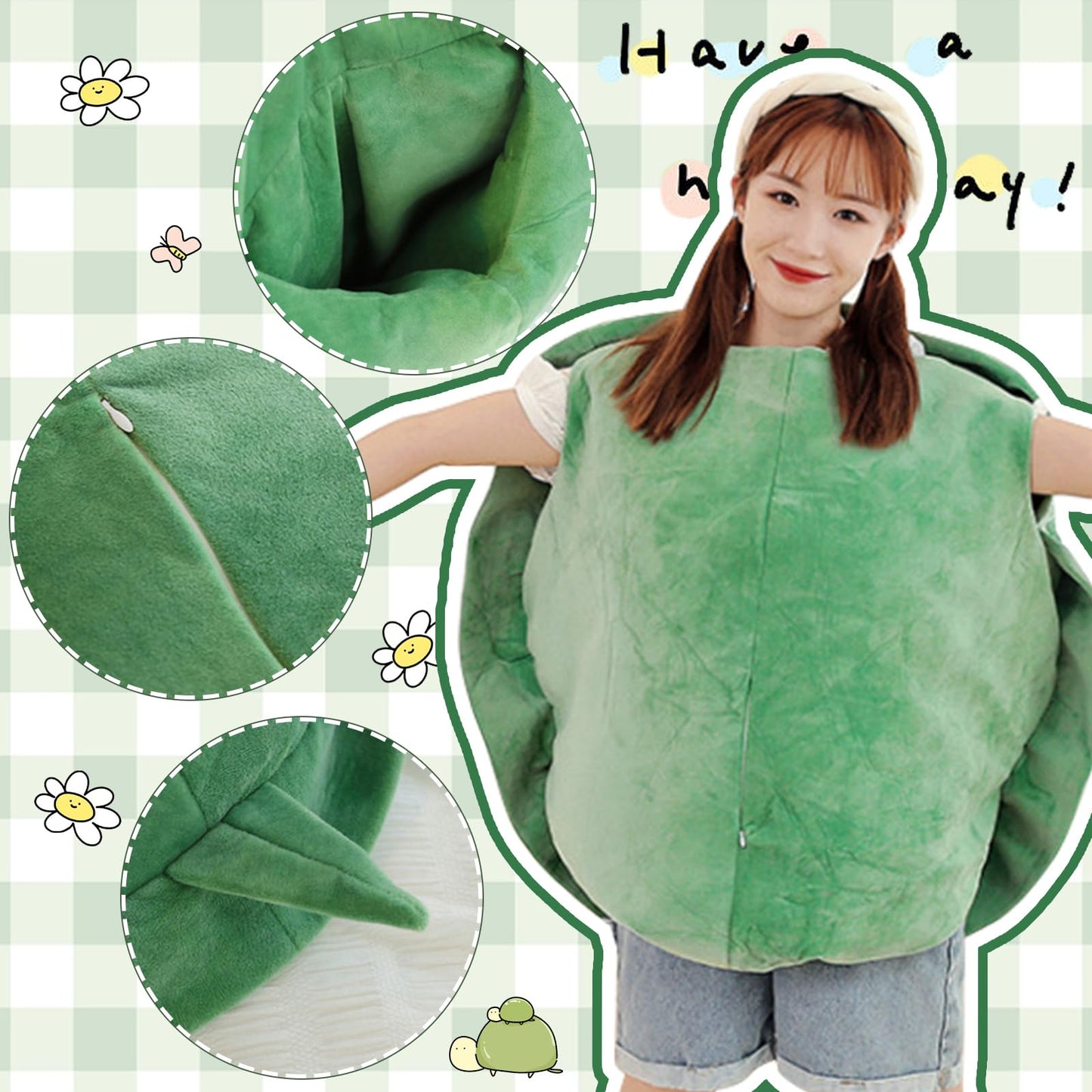 Cuecutie 40 Inch Wearable Turtle Shell Pillows Tortoise Shell Stuffed Animal Turtle Plush Cushion Toy Dress Up for Adult