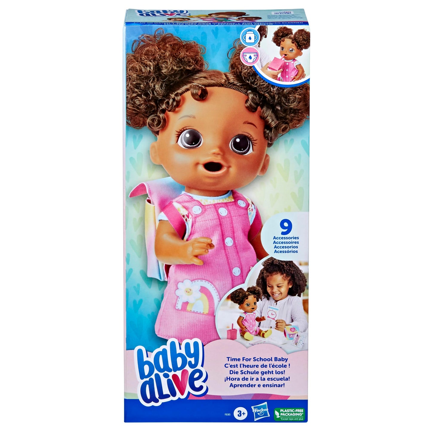 Baby Alive Time for School Baby Doll Set, Back to School Toys for 3 Year Old Girls & Boys & Up, 12 Inch Baby Doll, Black Hair (Amazon Exclusive)