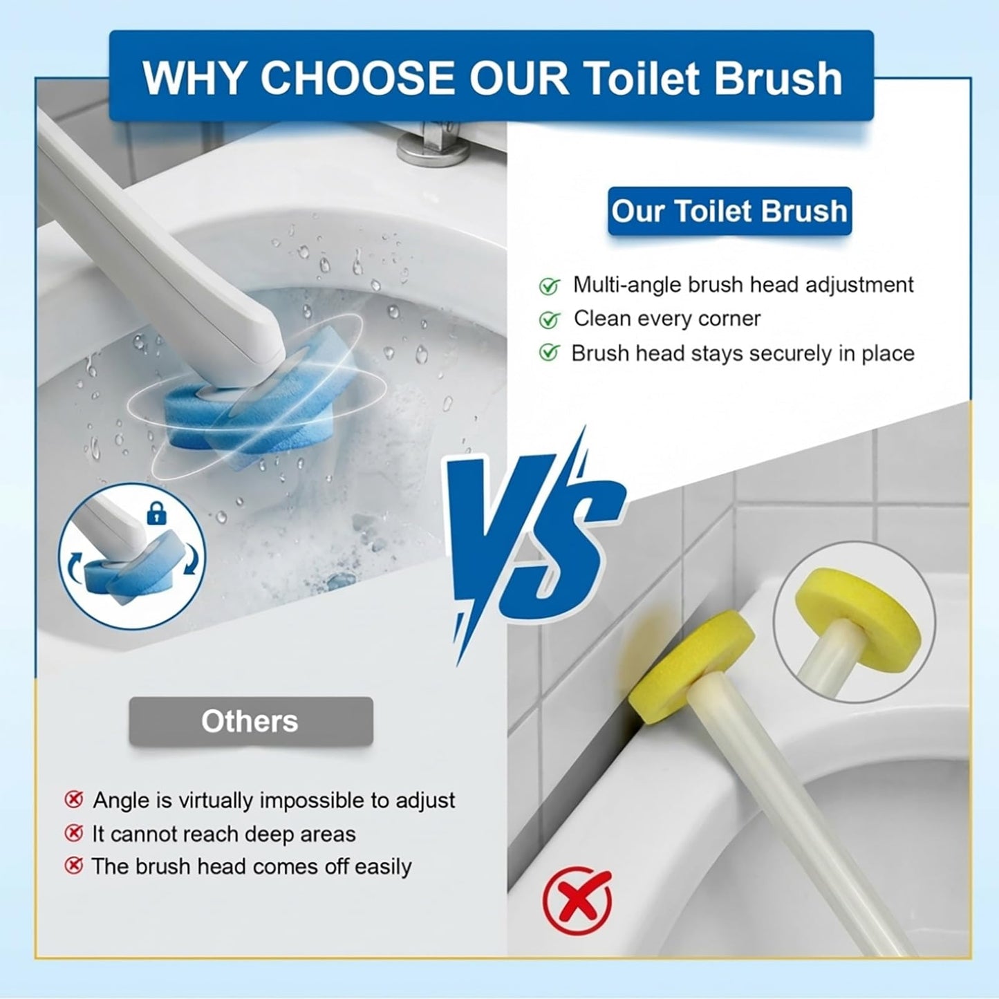 Disposable Toilet Brush and Holder Set, 2 Pack Toilet Wand Kit with 72 Refills, Wall Mounted Toilet Bowl Cleaner System Kit, Toilet Scrubber for Bathroom Cleaning Sink Bathtub