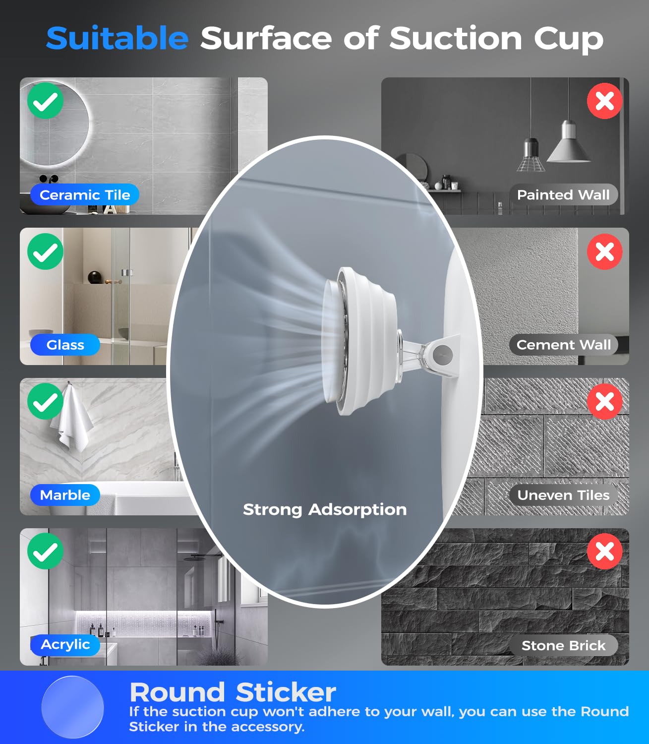 Gospire Heated Shower Mirror Fogless for Shaving with Light, Rechargeable Battery and Adjustable Brightness, Suction Cup and Razor Holder, Removable & NO-Drilling, Waterproof for Bathroom (White)