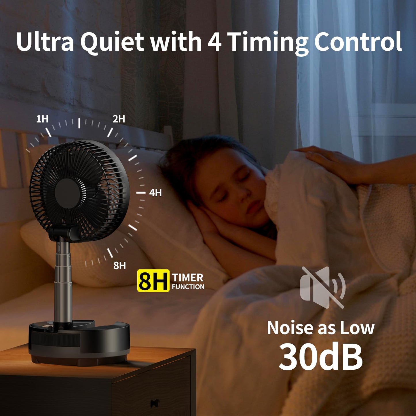 Socool 20000mAh Portable Fan Foldable Wireless Battery Rechargeable with 8-Speed & 112H, 90° Osciliating Floor Standing Fan Remote, Desk Fan with 8H Timer & LED Light for Home Kitchen Travel Camping