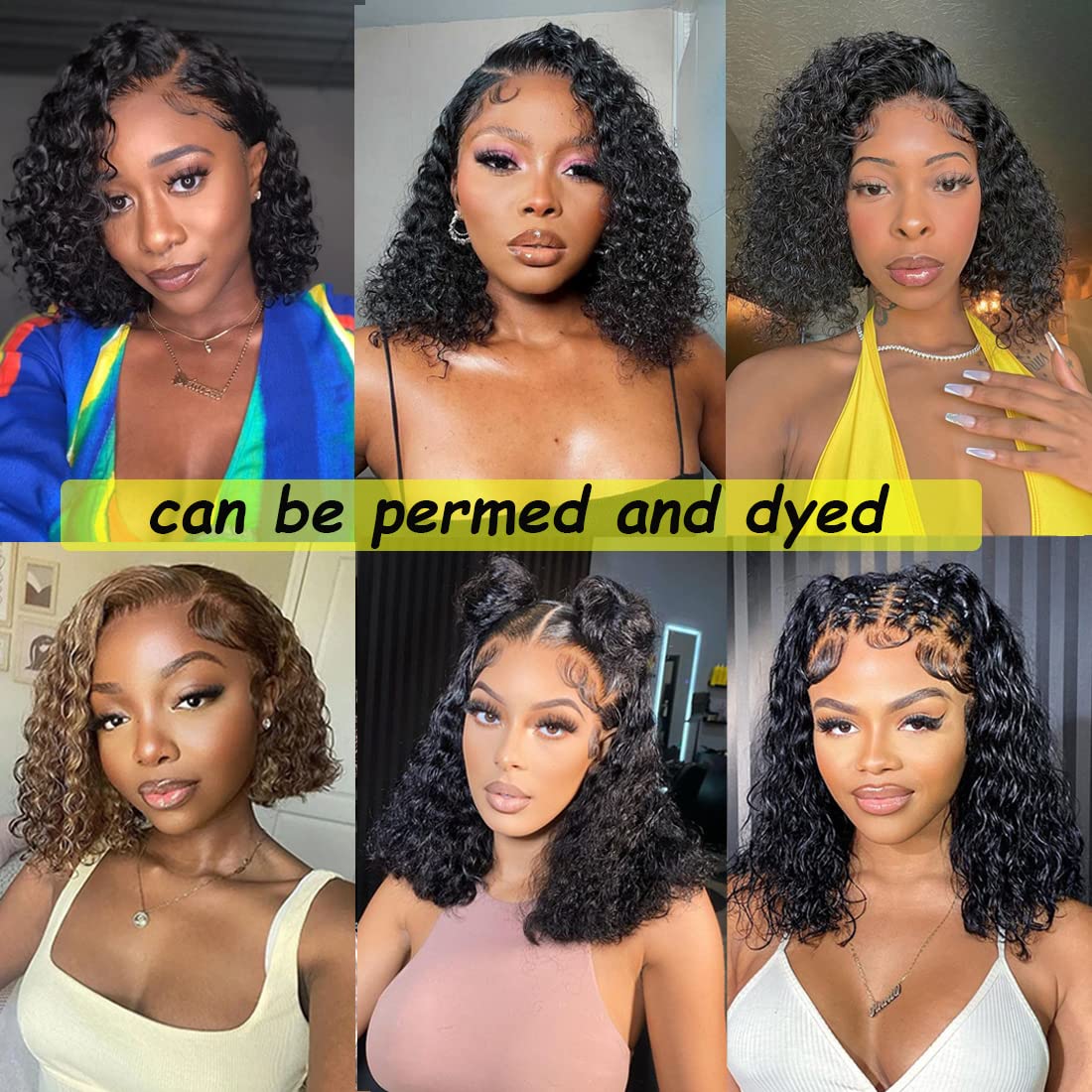 Recomtic Curly Bob Wigs Human Hair Short 13x4 Wet and Wave Lace Front Wigs for Black Women Human Hair Water Wave Wig with Baby Hair Natural Color 12Inch