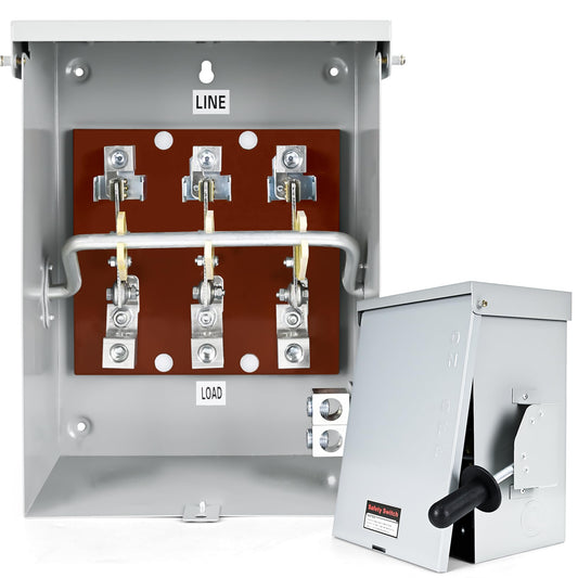 200-Amp, 3 Pole 120V/240V General Safety Switch, Non-Fused AC Disconnect Switch Box, Outdoor&Indoor, NEMA-3R Enclosure, Anti Corrosion and Rust Prevention with Ground Kit (200A)