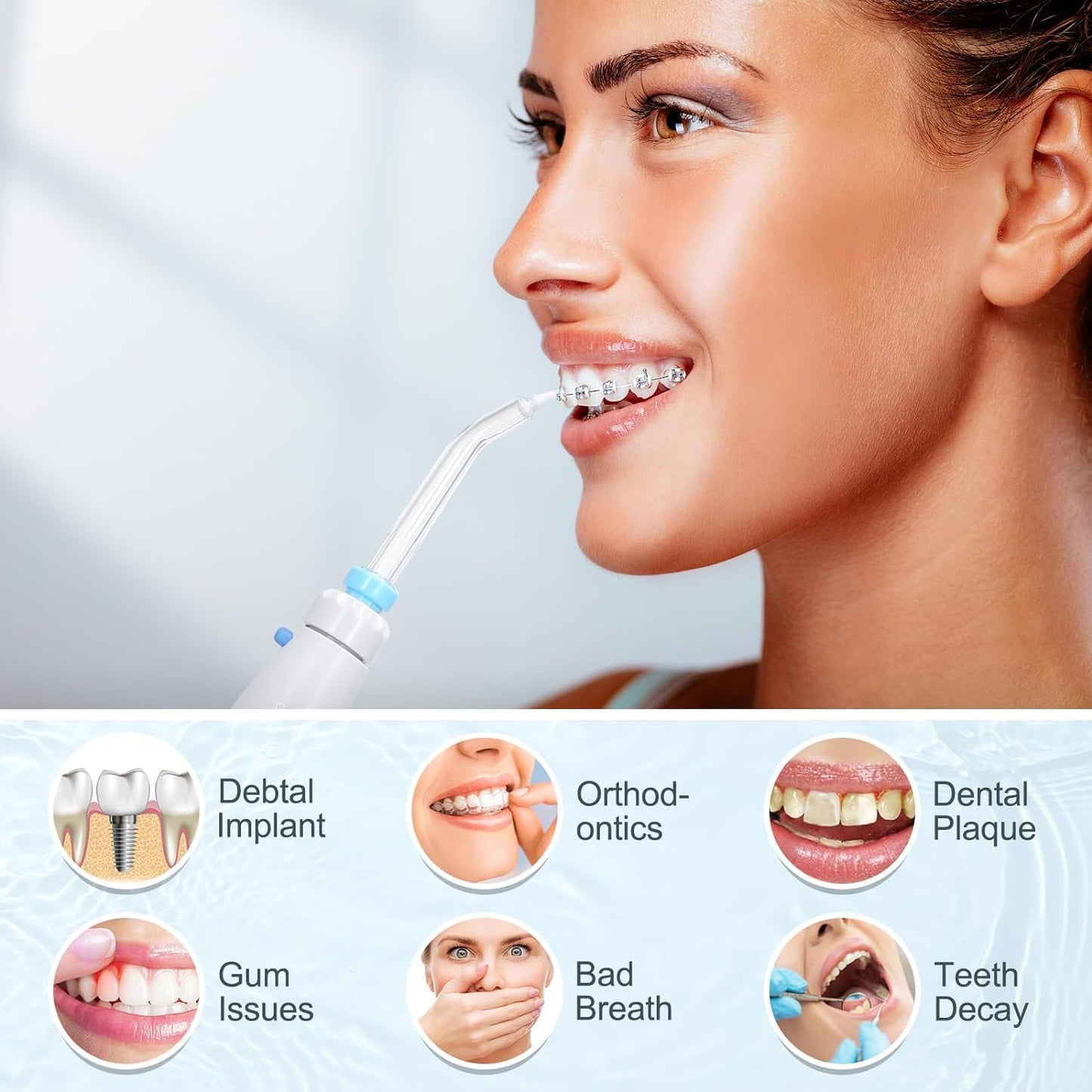 Homuserr Water Flosser, Power Dental Water Flossers for Teeth & Braces Cleaning, Electric Oral Irrigator Water Flosser for Adults & Kids with 10 Pressures & 8 Tips, 600ml Water Flosser for Family