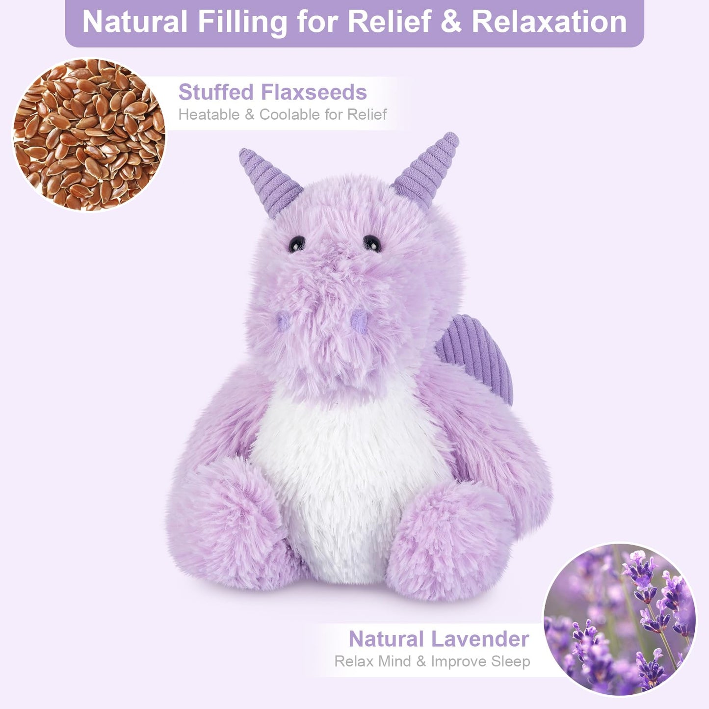 SuzziPals Heatable & Coolable Dragon Stuffed Animals, Heated Stuffed Animals Microwave Heating Pad Stuffed Dragon Plush Toys, Dragon Plushies Heating Pad for period Cramps & Pain Relief, Dragon Gifts