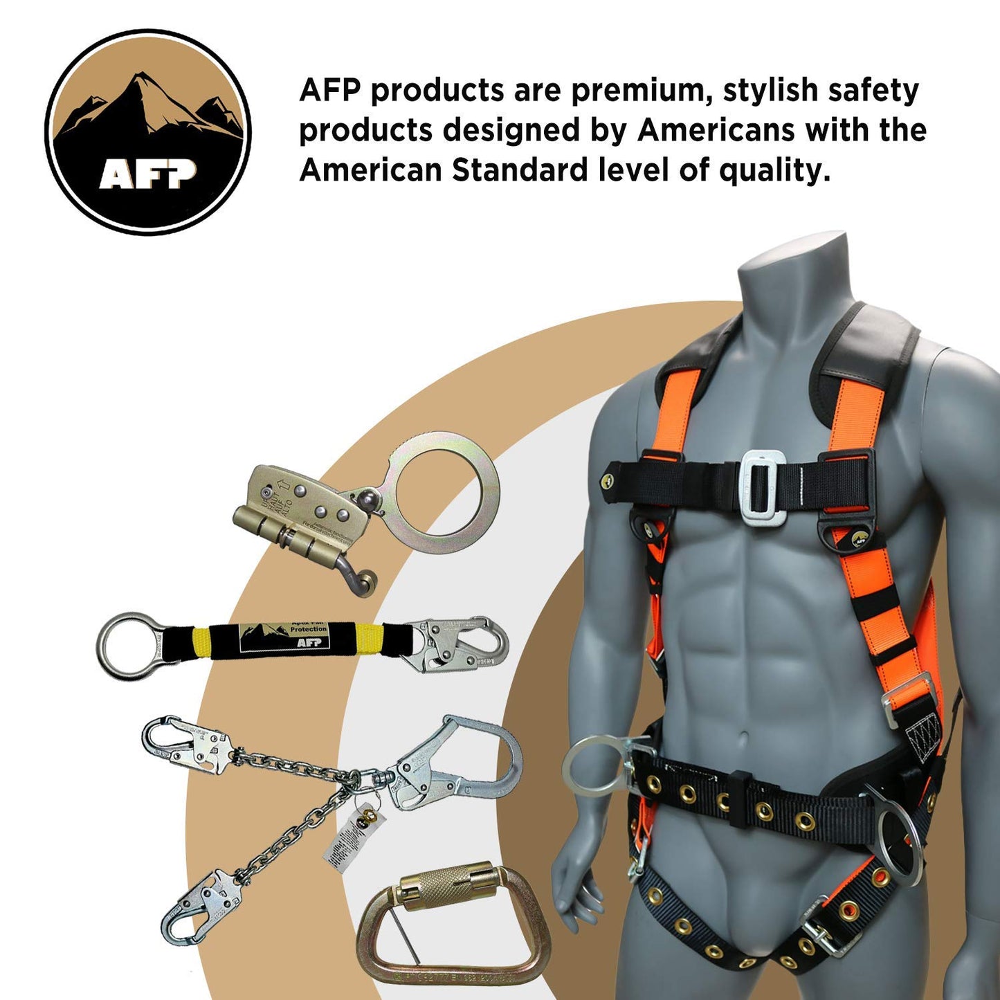 AFP 6FT Double Leg Internal Shock Absorbing Safety Fall Protection Lanyard with Dual Aluminum Pelican Rebar & Steel Snap Hook |Heavy-Duty Webbing | OSHA & ANSI Rated (Aluminum)