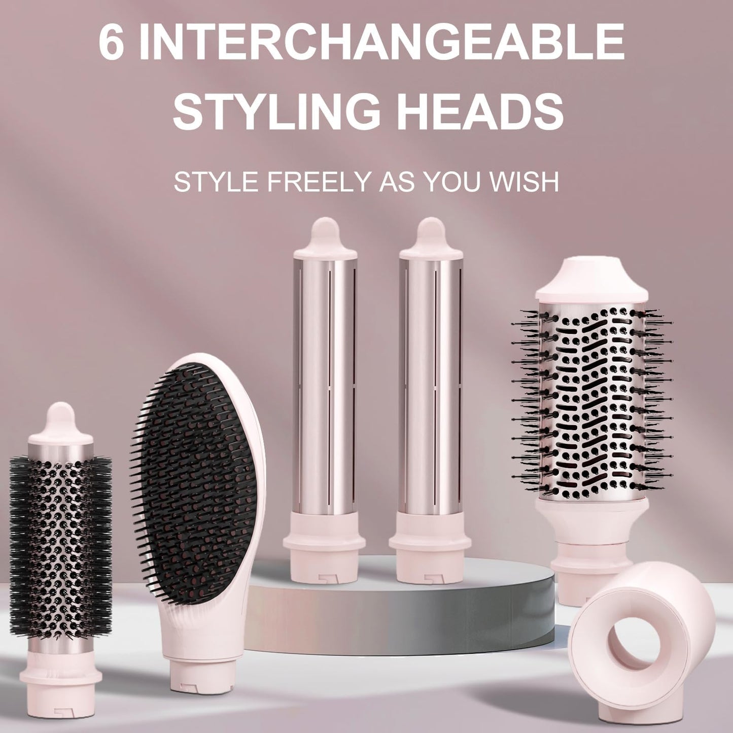 6 in 1 Hair Dryer Brush Set High-Speed 110,000 RPM Ionic Hot Air Styler with Auto Curlers Intelligent Heat Control Negative Ionic Blow Dryer for Fast Drying Curling Straightening Volumizing with Case