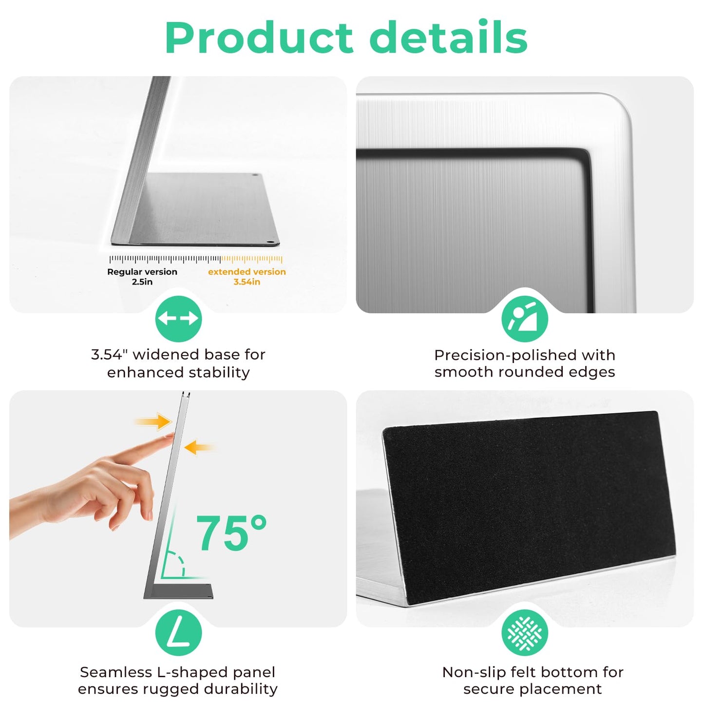 PUEGA 2pack 8.5"x11" Metal Tabletop Sign Holder with Stainless Steel Frame Menu Board Poster Display Stand for Office Store Restaurant Hotels