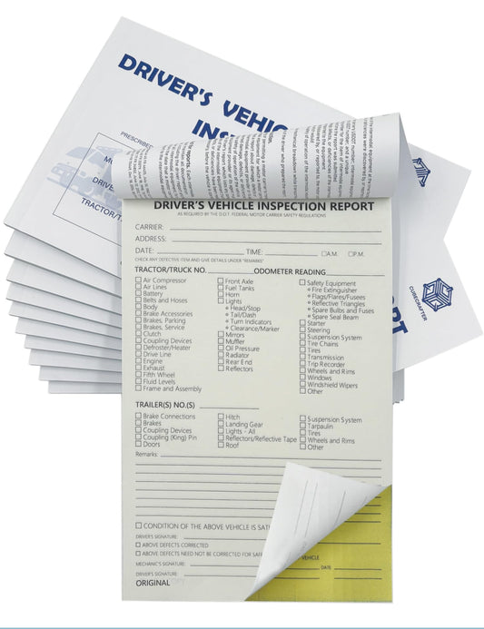 Detailed Driver's Vehicle Inspection Report 10 Pack Book Format, 2-Ply Carbonless, 5.5" x 8.5", 35 Sets of Forms per DVIR Log Book for Truck Drivers,FMCSR Compliant with Easy Tear-Out