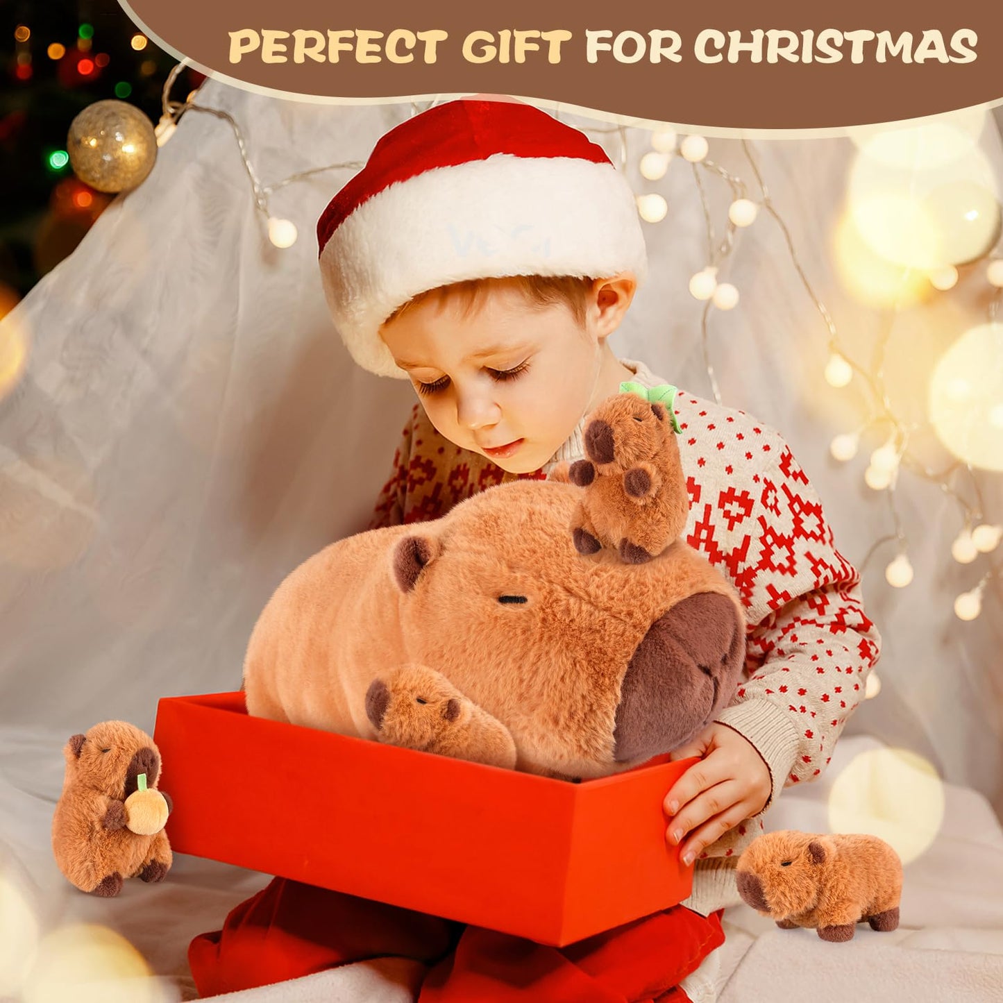 SuzziPals 5-in-1 Mommy Plush Toys with Baby Plushies, 5pcs Set Stuffed Animal Surprise Inside, Soft & Squishy Pillow Plushies Decor, Cuddly Gifts for Kids & Adults