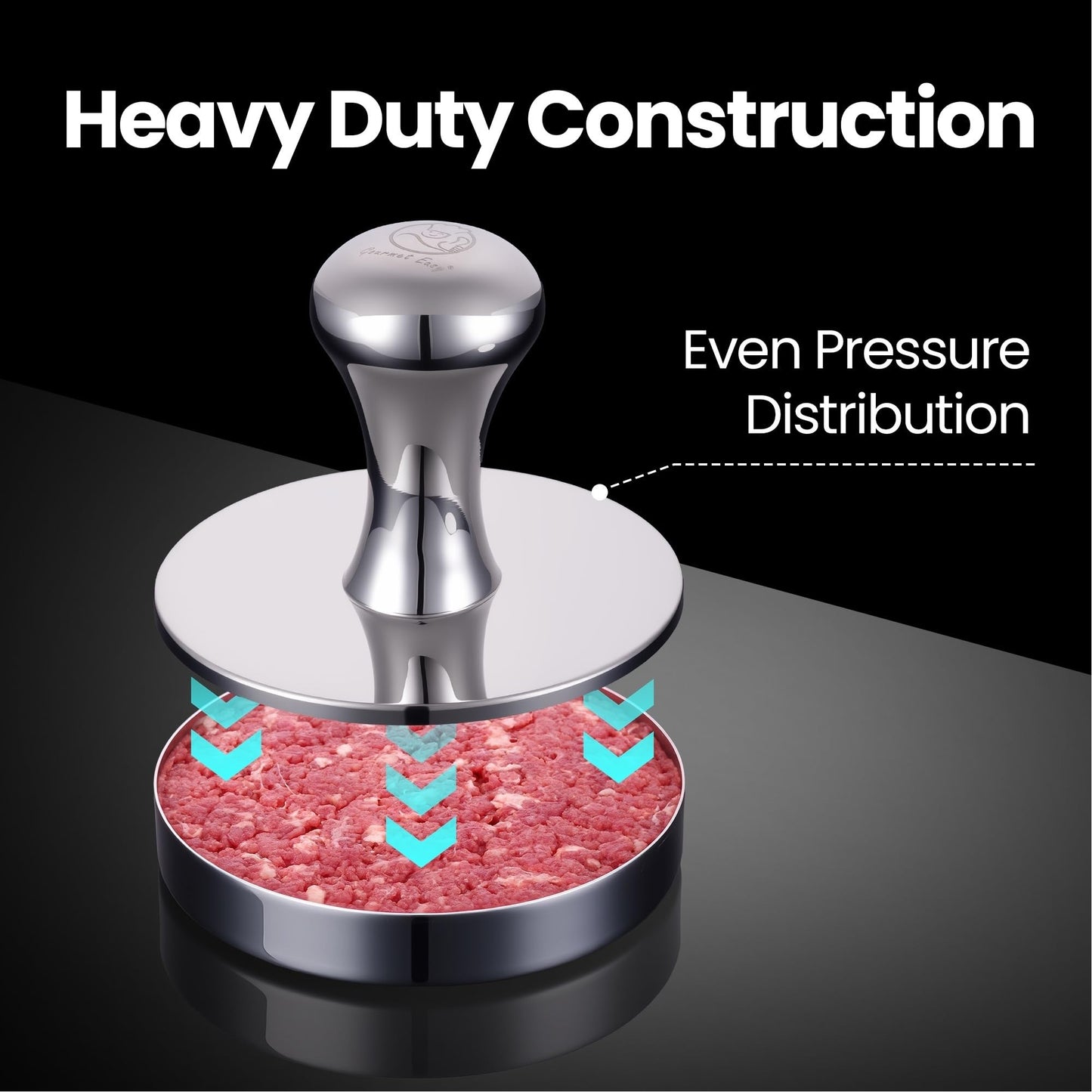 2-in-1 Hamburger Press Patty Maker & Smash Burger Press, Heavy Duty Premium Stainless Steel, Easy-Clean Design, Hamburger Press with Patty Liner, Mirror Polished Burger Mold, Dishwasher Safe