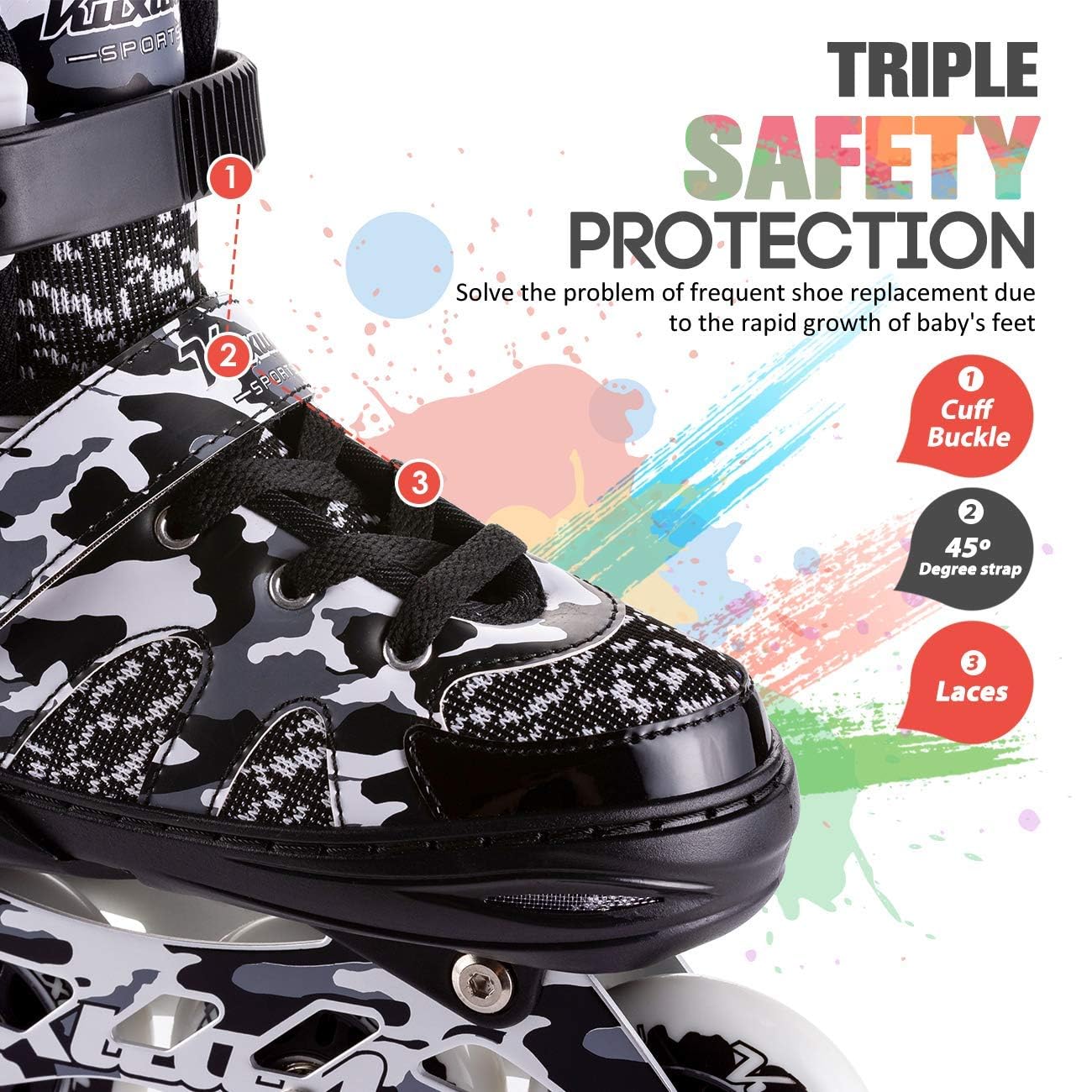 Kuxuan Skates Adjustable Inline Skates for Kids and Youth with Full Light Up Wheels Outdoor Fun Illuminating Skates for Girls and Boys
