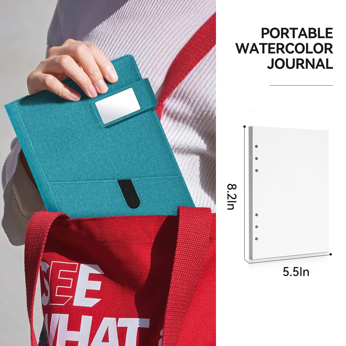 Lightwish Watercolor Sketchbook,100% Cotton Acid Free Watercolor Journal,300gsm/140lb Hot Press Watercolor Paper for Artists,Adults,Students,20 Sheets,9.25 * 6.3 Inches