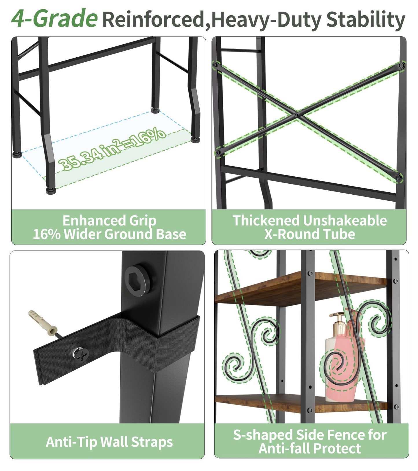 Over-The-Toilet Storage Rack 4-Tier,Bathroom Organizer Shelf Over Toilet,Adjustable Wooden Shelves and Basket,Freestanding Above Toilet Shelf,Space Saver for Rooms(Black Rack-Rustic Brown Shelves)