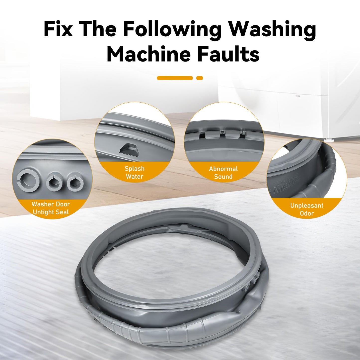 2025 Upgraded MDS65736915 PS12748962 Washer Door Boot Gasket Replace 4964148 AP6983043, Compatible with LG Washer Boot Gasket WM3600HVA, WM3500CW,WM3700HWA, WM3700HVA, WM3700HRA etc. (Gray)