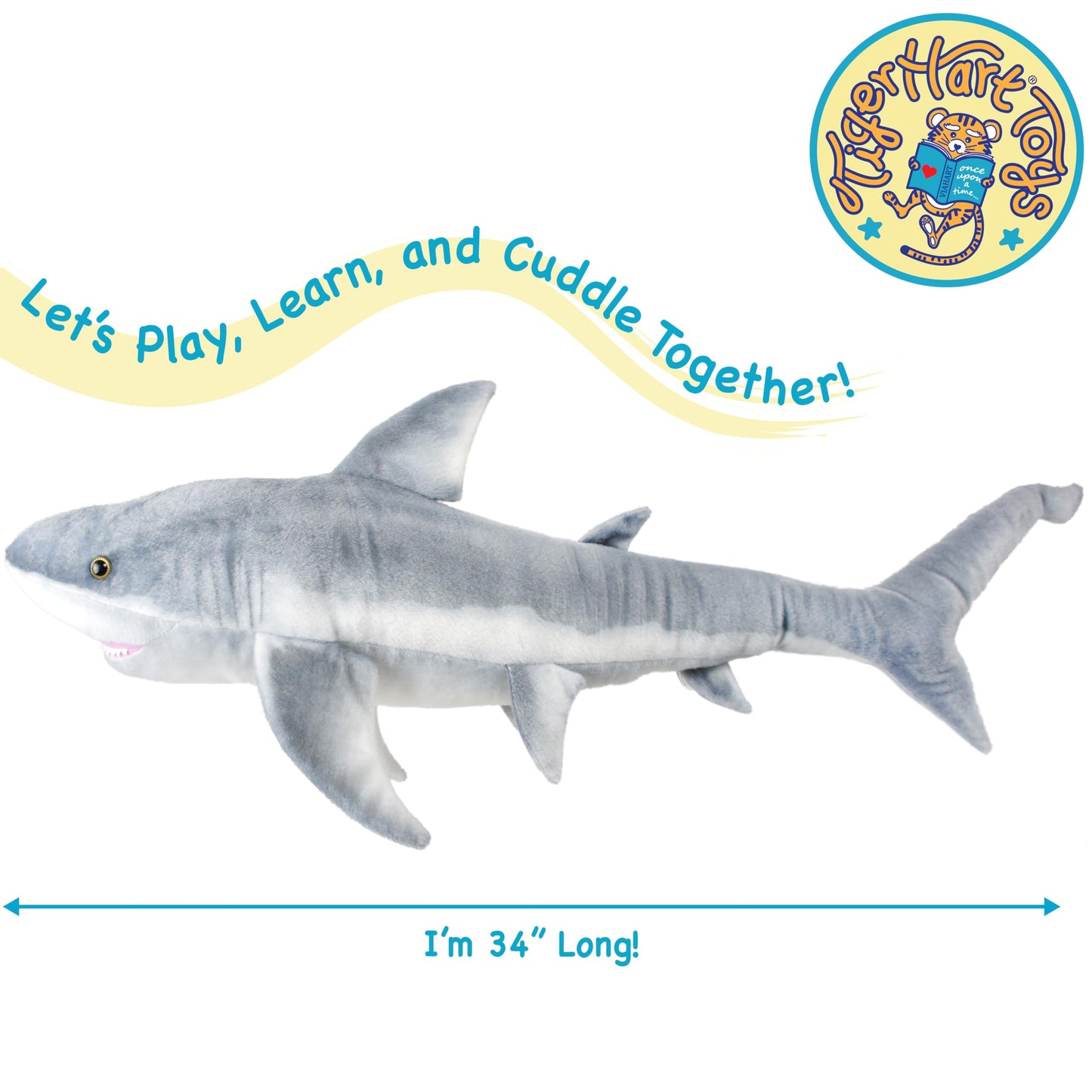 VIAHART Sammy The Shark - 34 Inch Long Great White Stuffed Animal Plush - by TigerHart Toys