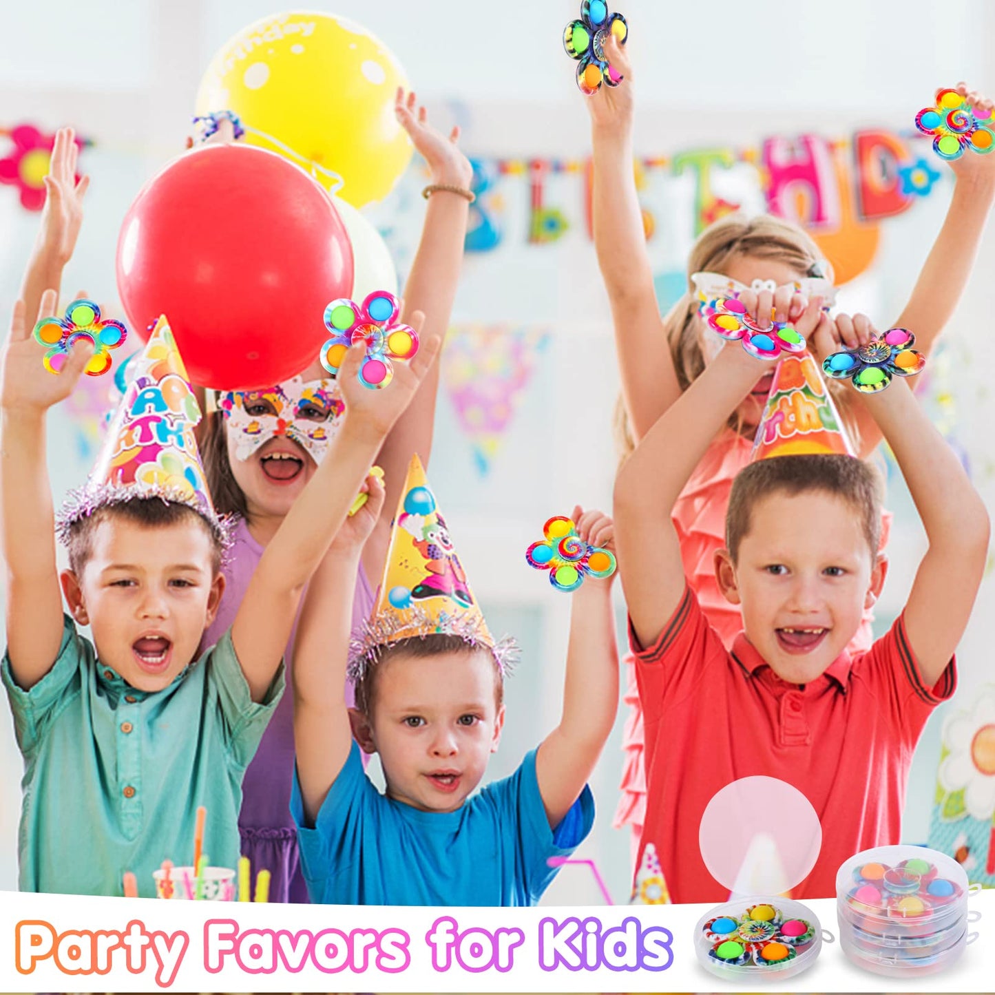 Gigilli 48 Pack Party Favors Fidget Spinners for Kids 4-8 8-12, Easter Basket Goodie Bags Stuffers for Kids 3-5, Egg Fillers Pop Mini Fidget Toys Bulk Classroom Prizes, Toddler Birthday Party Gifts