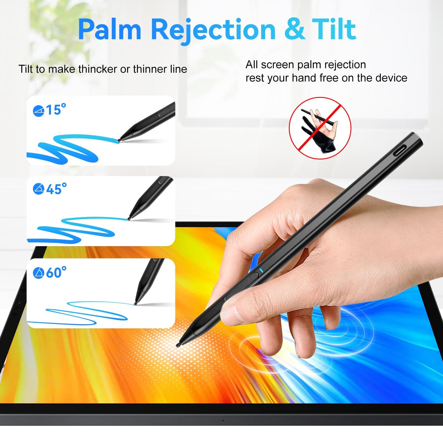 Fire Max 11 Stylus Pen,USI 2.0 Certified Stylus Pencil for Amazon Fire Max 11 Tablet & Amazon Fire HD 10 (13th Gen, 2023 Release),Palm Rejetion 4096 Pressure Pen for Lenovo Chromebook Duet Tablet