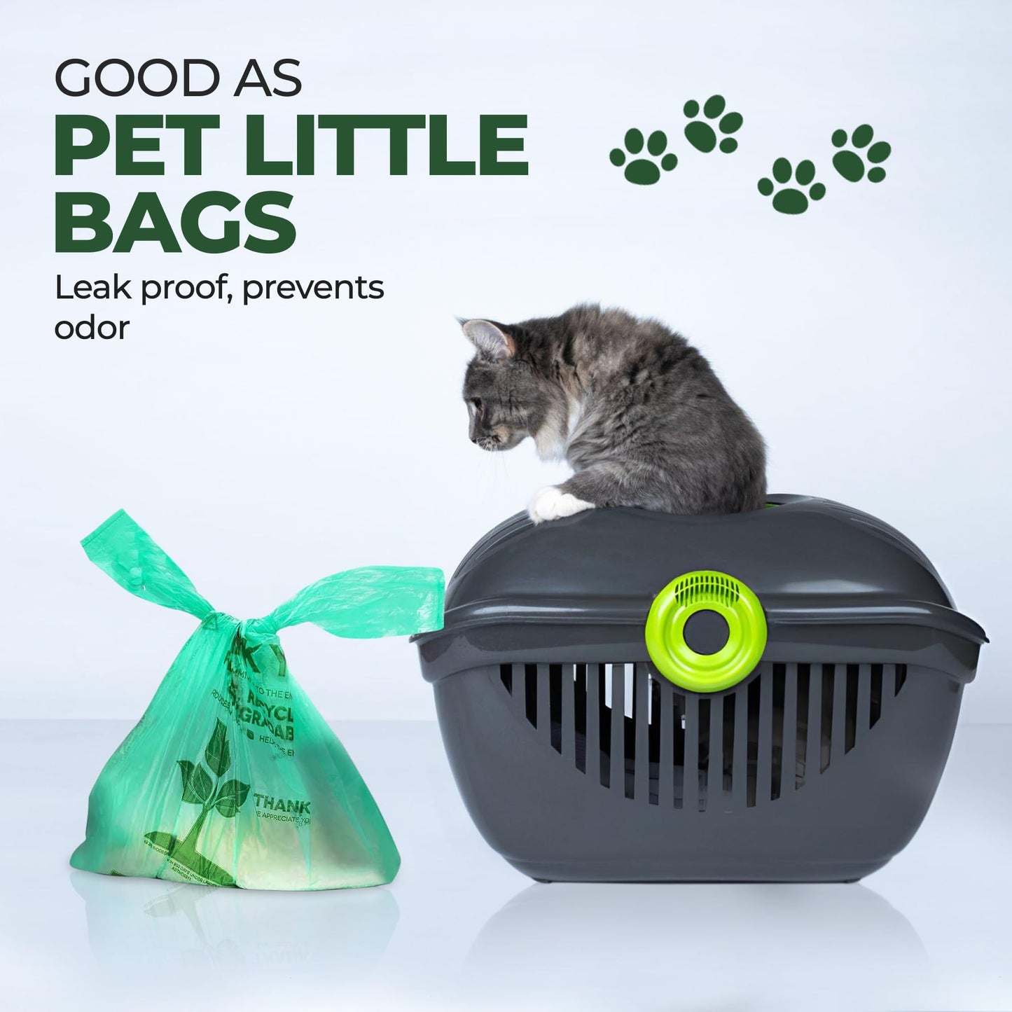 500 Biodegradable Compostable Thank You Plastic Bags - Grocery Shopping Bags with Handles [12" X 6.5" X 22"] Eco Friendly Green Plastic T Shirt Bags for Small Business Restaurant Supplies Retail Store