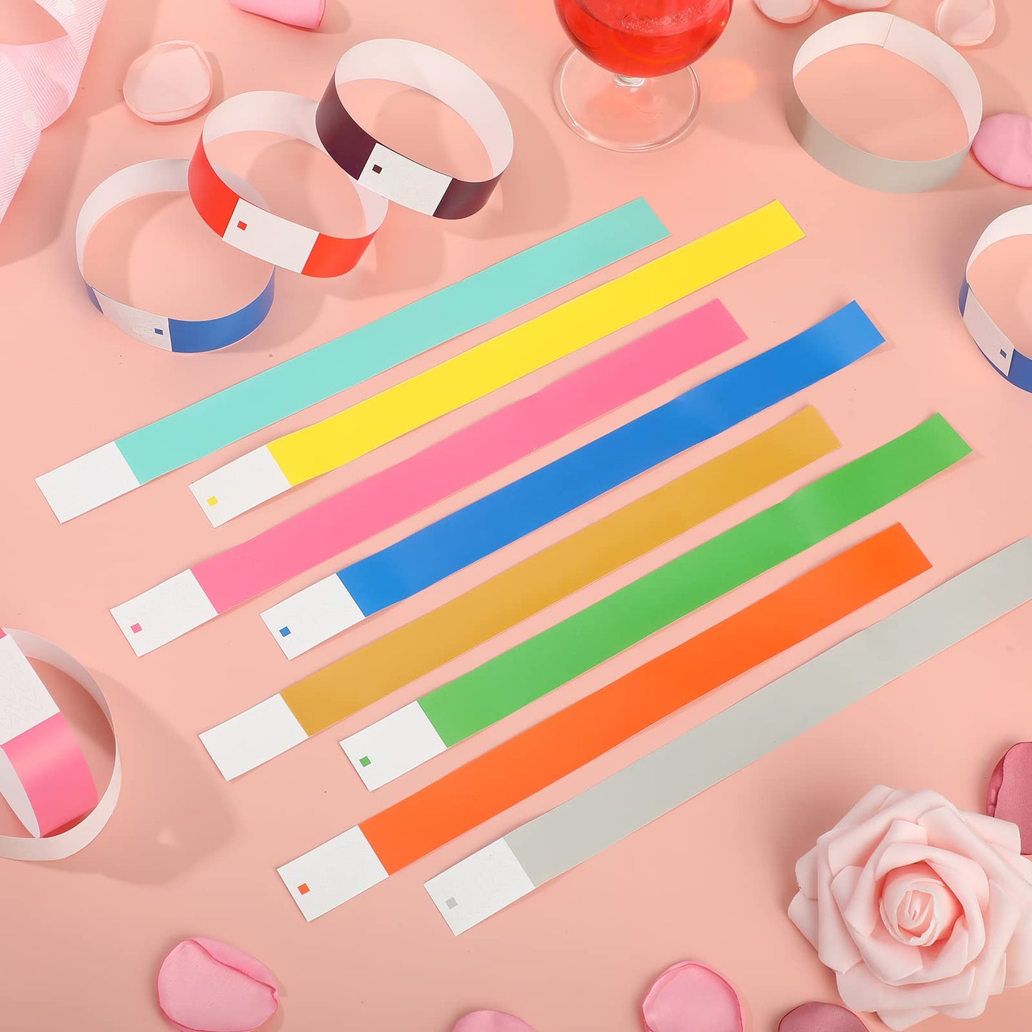 5040 Counts Paper Wristbands for Events Colored Wrist Bands Bulk Neon Paper Bracelets 12 Colors Waterproof Lightweight Adhesive Armbands for Party Music Festivals Concerts