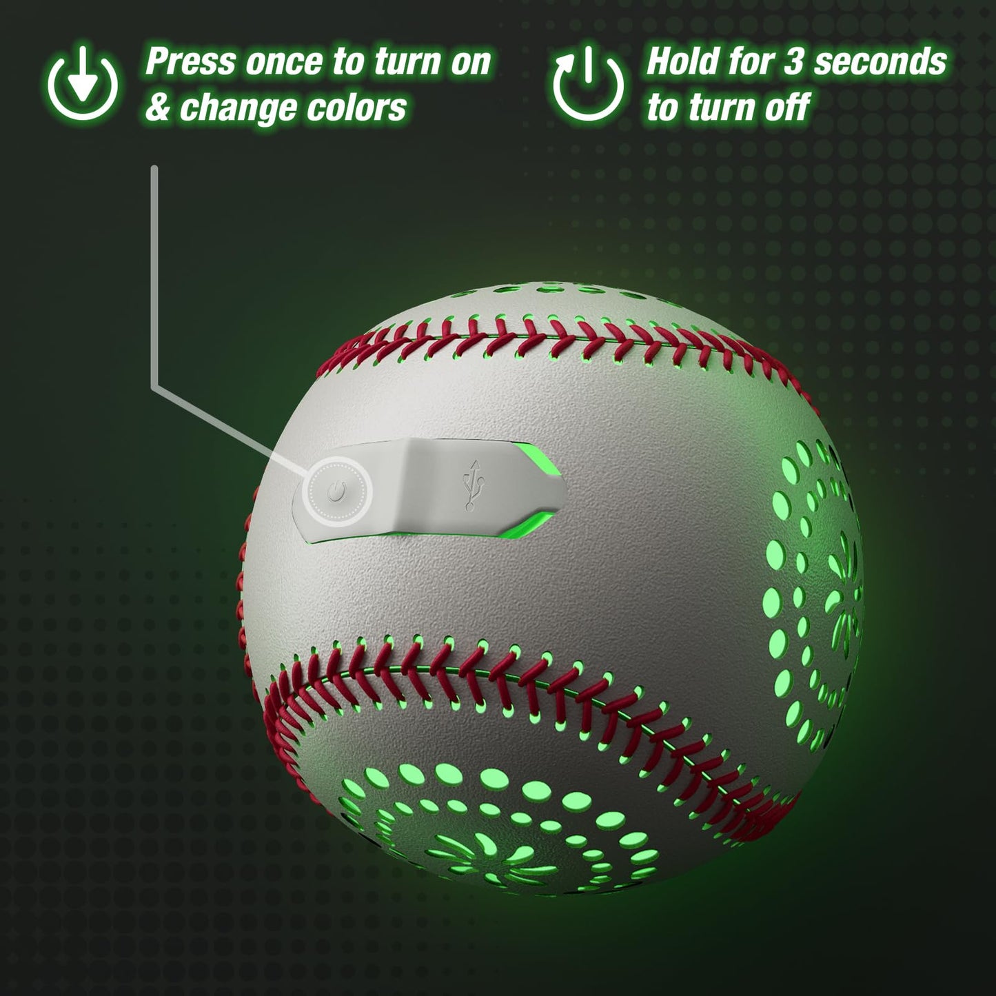 HYES Kids Baseball Glove with Light Up Baseball/LED Rechargeable, 9 Lighting Modes Official Size Leather Weighted Glow Baseballs for Day Night, Sport Toys Games Gifts for Youth Boys