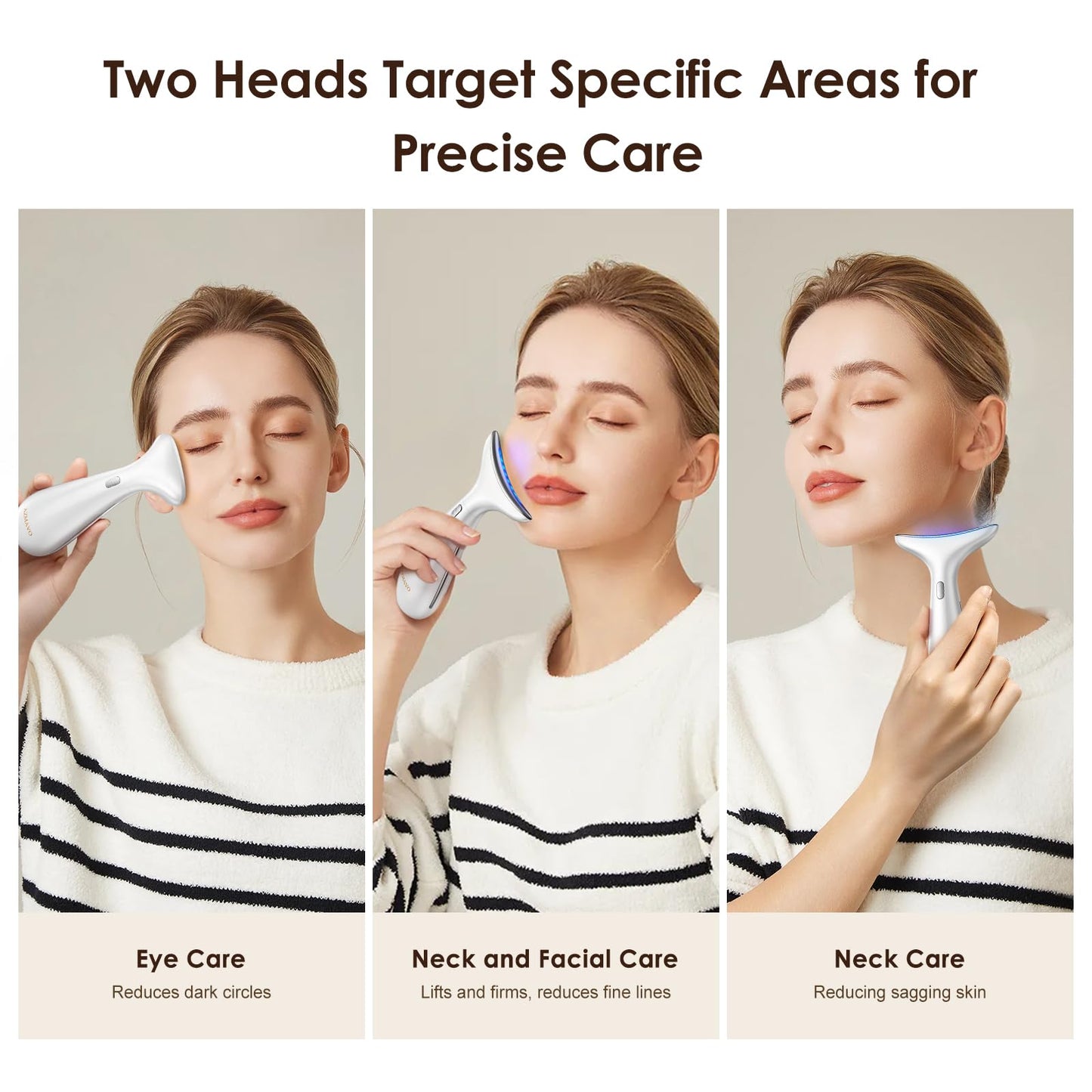 AZMAVO Facial and Neck Massager for Face, Neck & Eye - Skin Lifting & Firming - Wrinkle & Dark Circle Reducer - at Home Skin Care Face Sculpting Tool and Neck Massager