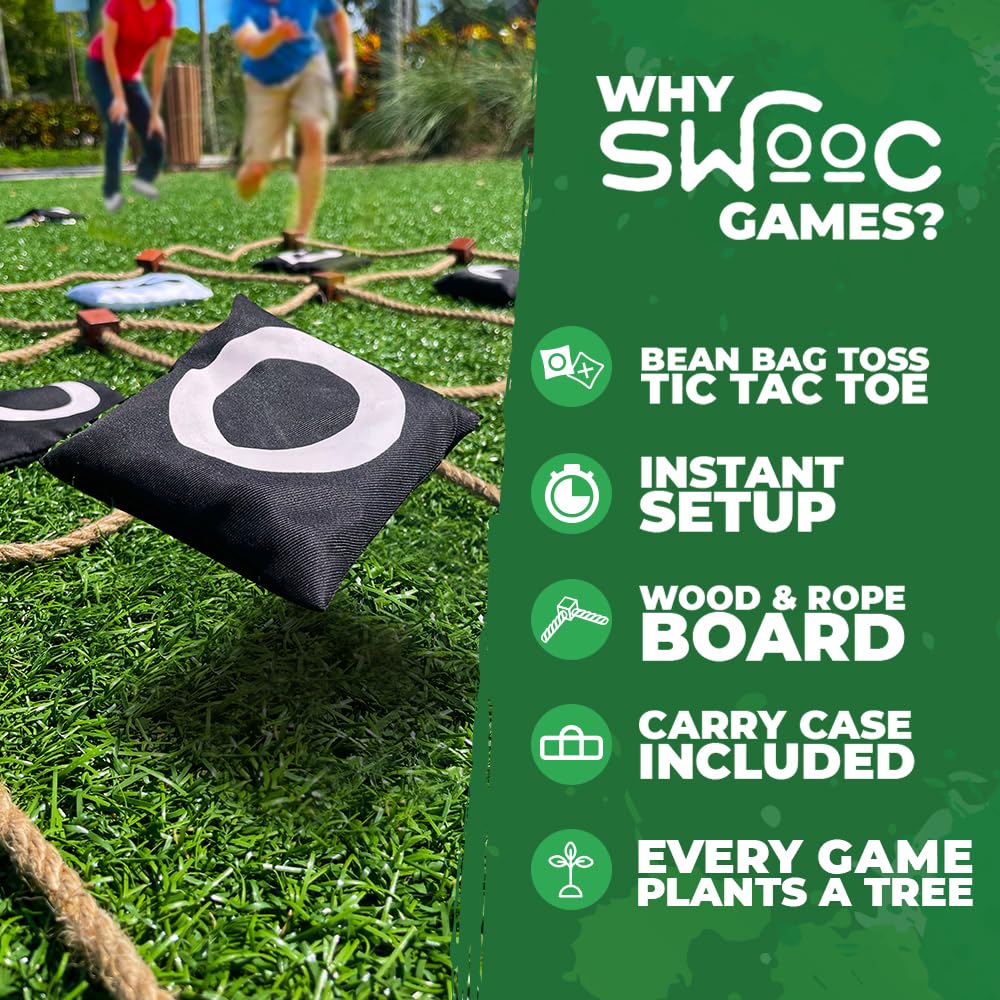 Swooc Games® - Giant Tic Tac Toe Game Outdoor (All Weather) | 3ft x 3ft | Instant Setup, No Assembly | Giant Outdoor Games for Adults and Family | Outside Toys | Large Lawn & Backyard Fun | Yard Game