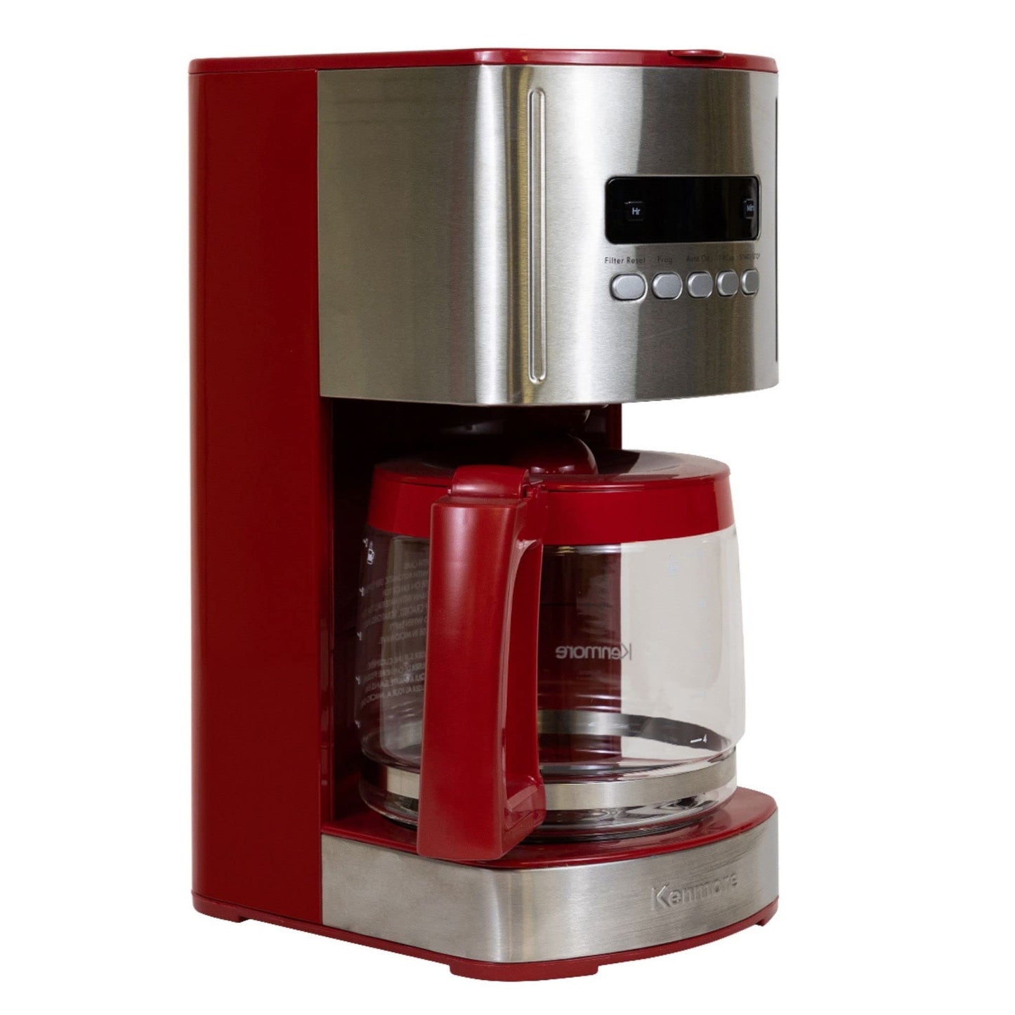 Kenmore Drip Coffee Maker - 12 Cup Programmable Cafe Machine With Glass Pot, Regular & Bold Brew, Auto Shut Off Large Water Reservoir, Reusable Filter, Kitchen Appliances For Cafeteria Barista, Red