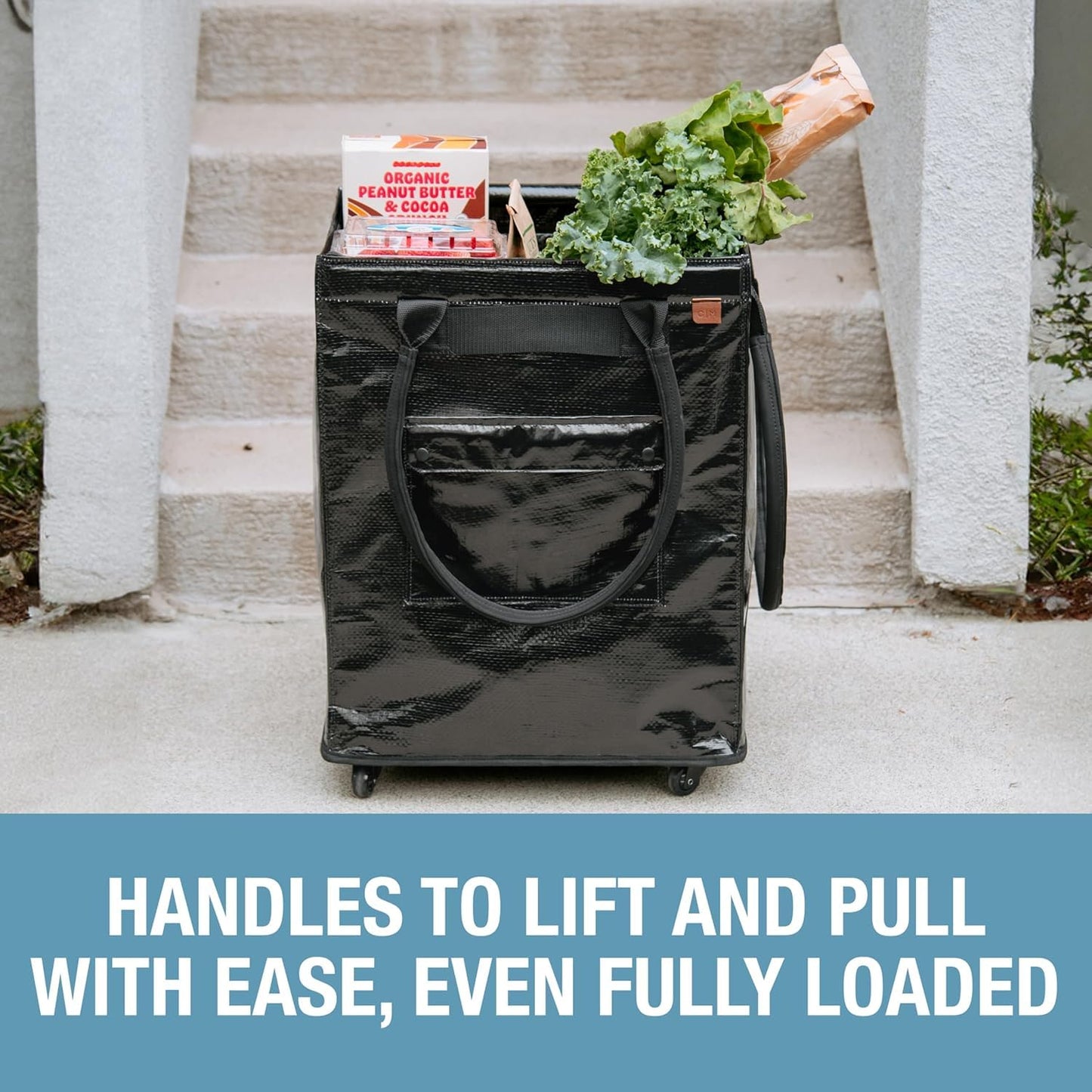 CleverMade Hauler Rolling Tote Bag, 90L Collapsible Portable Shopping Cart with Wheels for Groceries, Laundry, Organization – Heavy Duty Utility Tote with 75 lb Capacity, Basket with Wheels, Cream