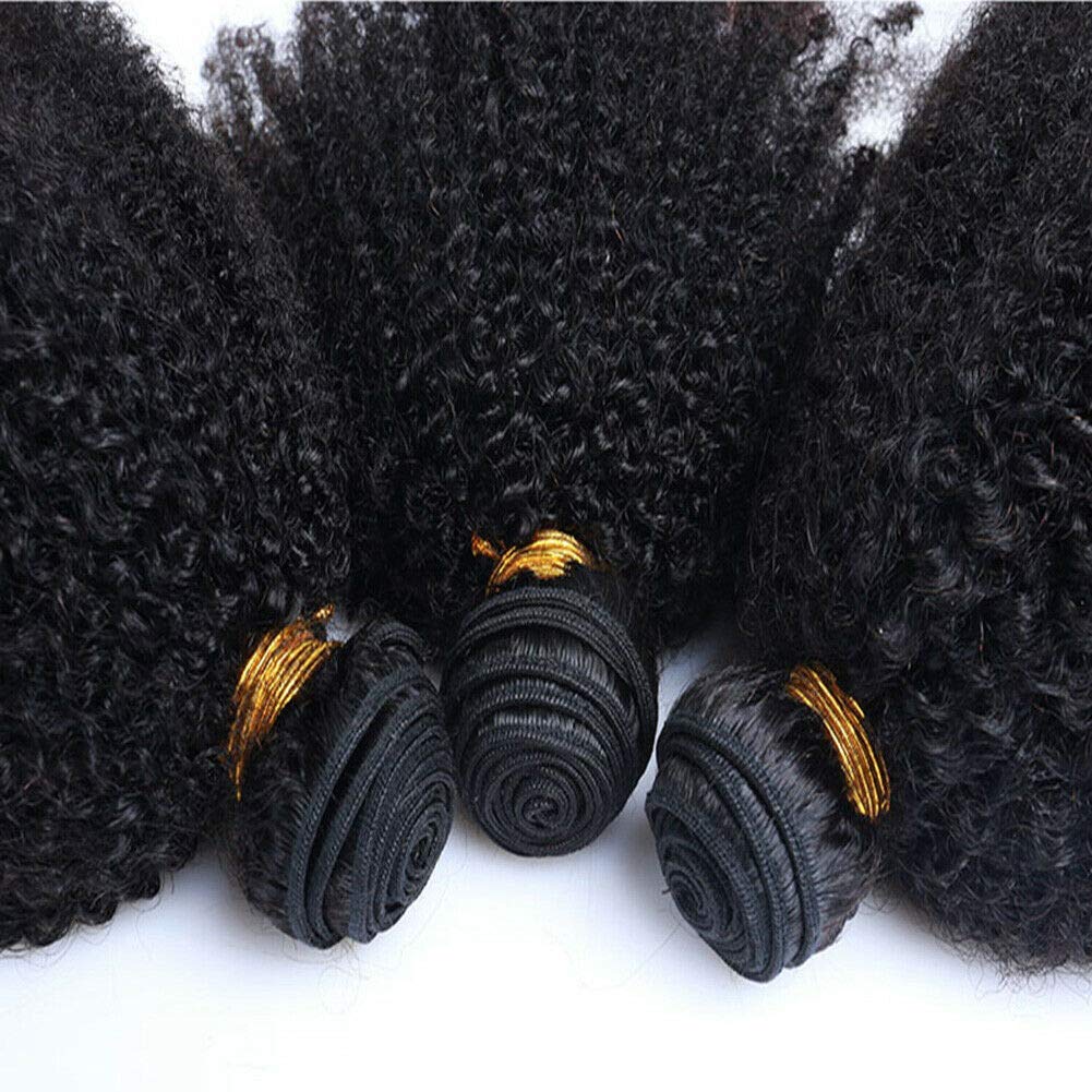 Mongolian Afro Kinky Curly Bundles 4B 4C Afro Kinky Curly Human Hair Bundles 18 20 22 Inch Unprocessed Virgin Hair Curly Weave Bundles Afro Curly Hair Extensions for Black Women Natural Color