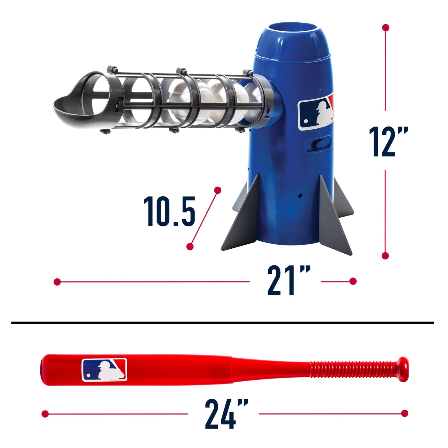 Franklin Sports MLB Kids Teeball Pitching Machine - Pop Rocket - Youth Teeball and Baseball Practice - Includes 5 Plastic Baseballs & Baseball Bat