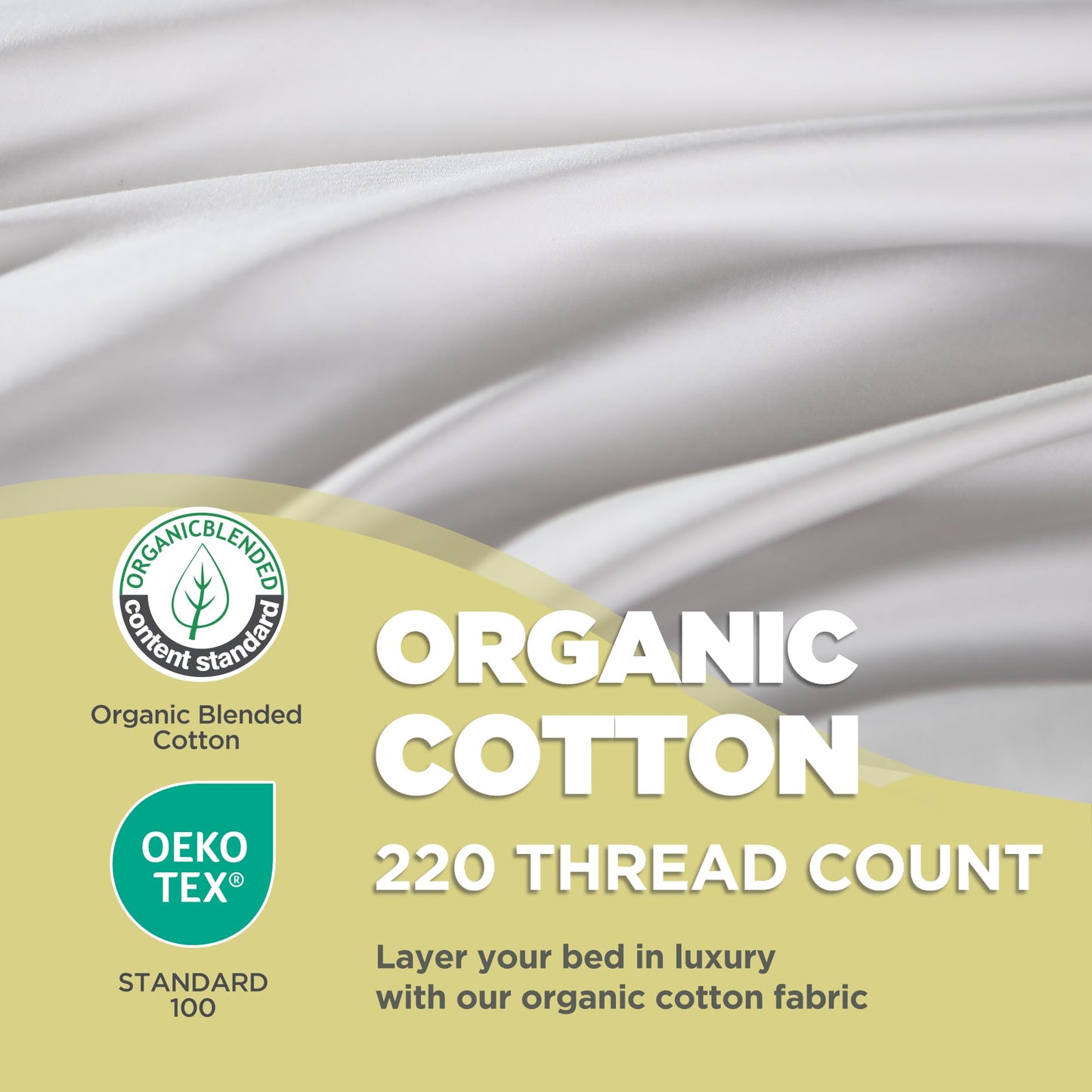 Farm To Home Organic Pillows Standard/Queen Size Set of 2, 100% Organic Cotton Cover, Down Alternative Hotel Quality Soft Bed Pillow for Back & Side Sleepers, Machine Washable, 20"x28", White