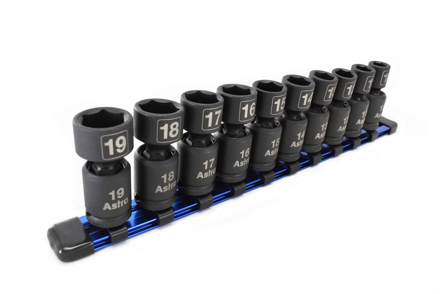Astro Pneumatic Tool 78344 10-Piece 3/8" Drive Nano Pinless Universal Impact Sockets - Metric, Black