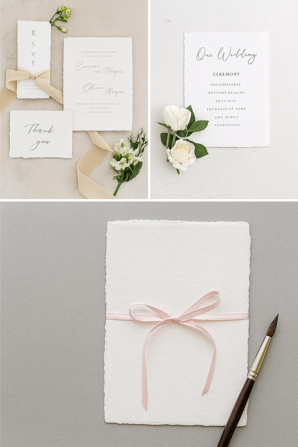 Bitskit 300 GSM Deckle Edge Cotton Paper - Soft, Textured Handmade Sheets for Invitations, Art Prints, Stationery, and DIY Crafting (Pack of 25) (6 x 8 inch)