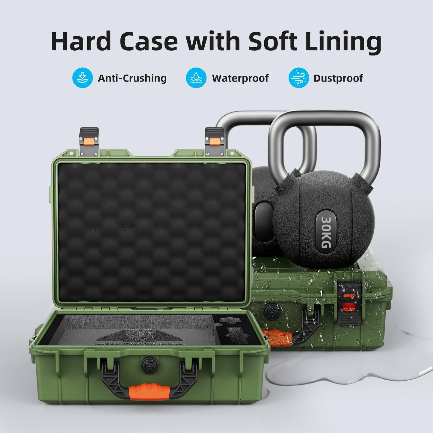 EAZUSE Starlink Mini Case, Hard Waterproof Travel Case for Mini Starlink with Molded Foam for Mini Accessories, Lockable Storage Bag Green