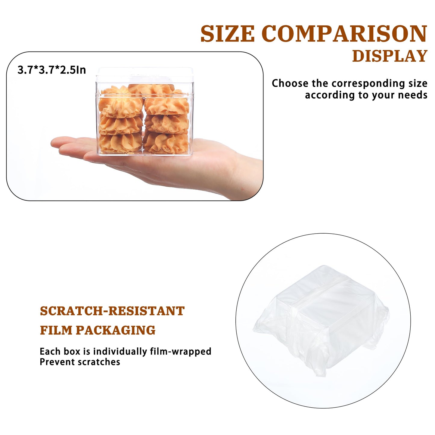 FZJ 50 Pack 15OZ Square Clear Plastic Dessert Cups with Lids and Stickers Disposable Fruit Cups for Dessert,Tiramisu container with lid,Cupcake,Parfait,Pudding,Iced Cold Drinks,Fruits,Bakeries