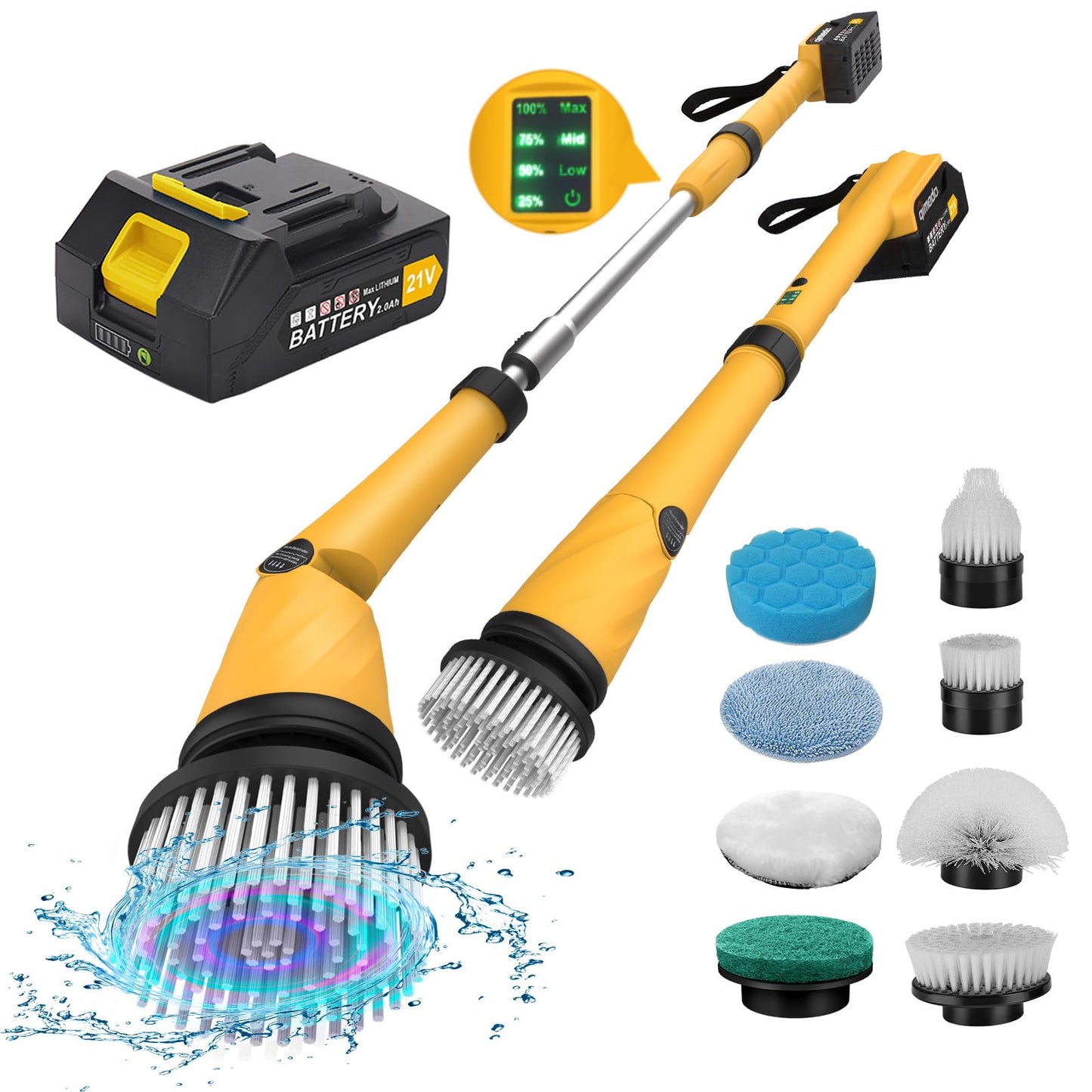qimedo Battery Electric Tile Floor Scrubber Brushes Heads, 8-in-1 Electric Spin Scrubber Replacement Brush Heads for qimedo, Leebein, Keimi, Alloyman, Bomves, YKYI, BEI & Hong
