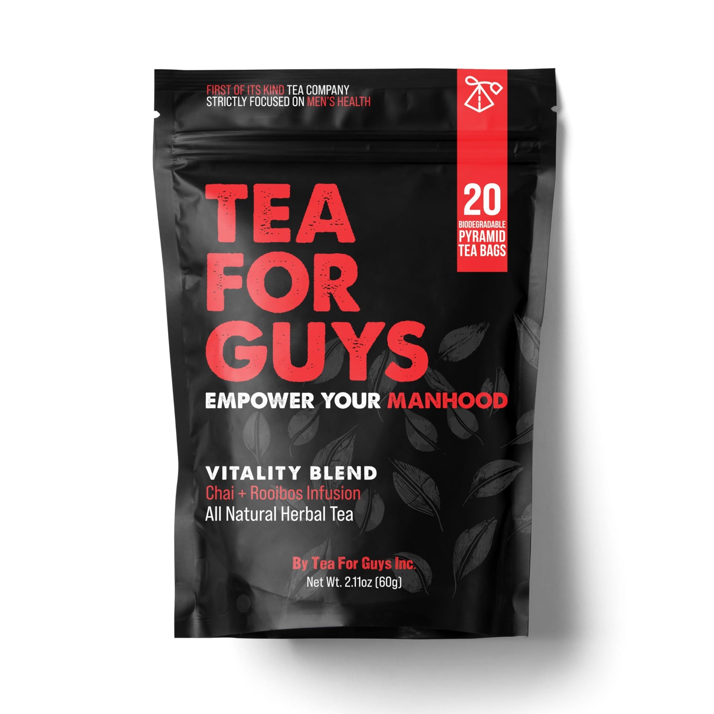 Tea For Guys: Vitality Blend – Natural Support for Testosterone, Libido, Male Fertility and overall Male Vitality | Herbal Tea for Mens Wellness – 20 Biodegradable Tea Bags