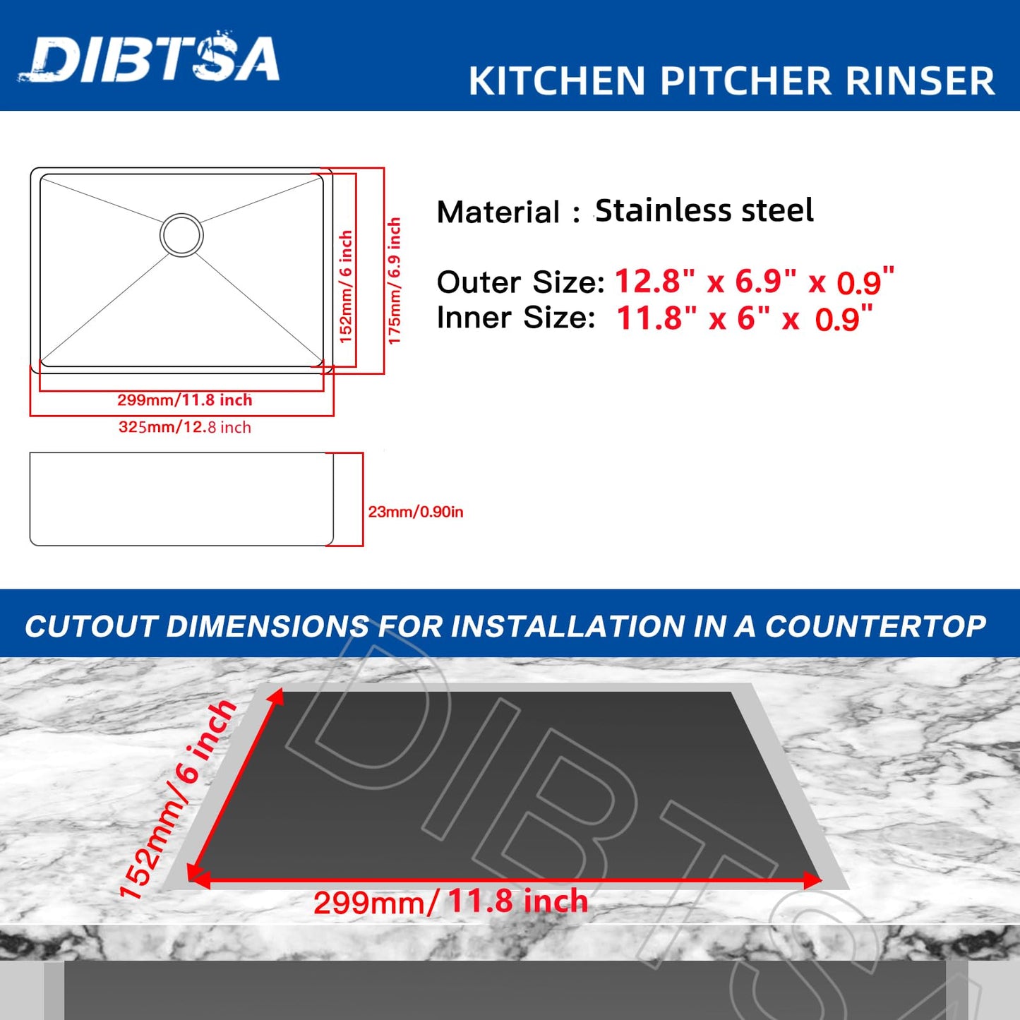 DIBTSA Pitcher Rinser, Espresso Rinser, Drain and Drip Tray, Stainless Steel Bar Glass Rinser for Sink, Cup Washer Spray Rinser for Home Kitchen Hotel Cafe Restaurant (12.8 x 6.9 x 0.9 inch,Silver)