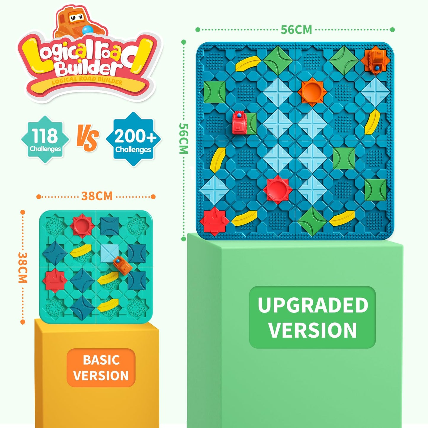 Burgkidz STEM Board Games for Kids Ages 4-8 - Large Size Build Your Own Maze with Building Bricks, Includes 2 Pull-Back Cars & Storage Bag, 3 Difficulty Levels Educational Montessori Toys