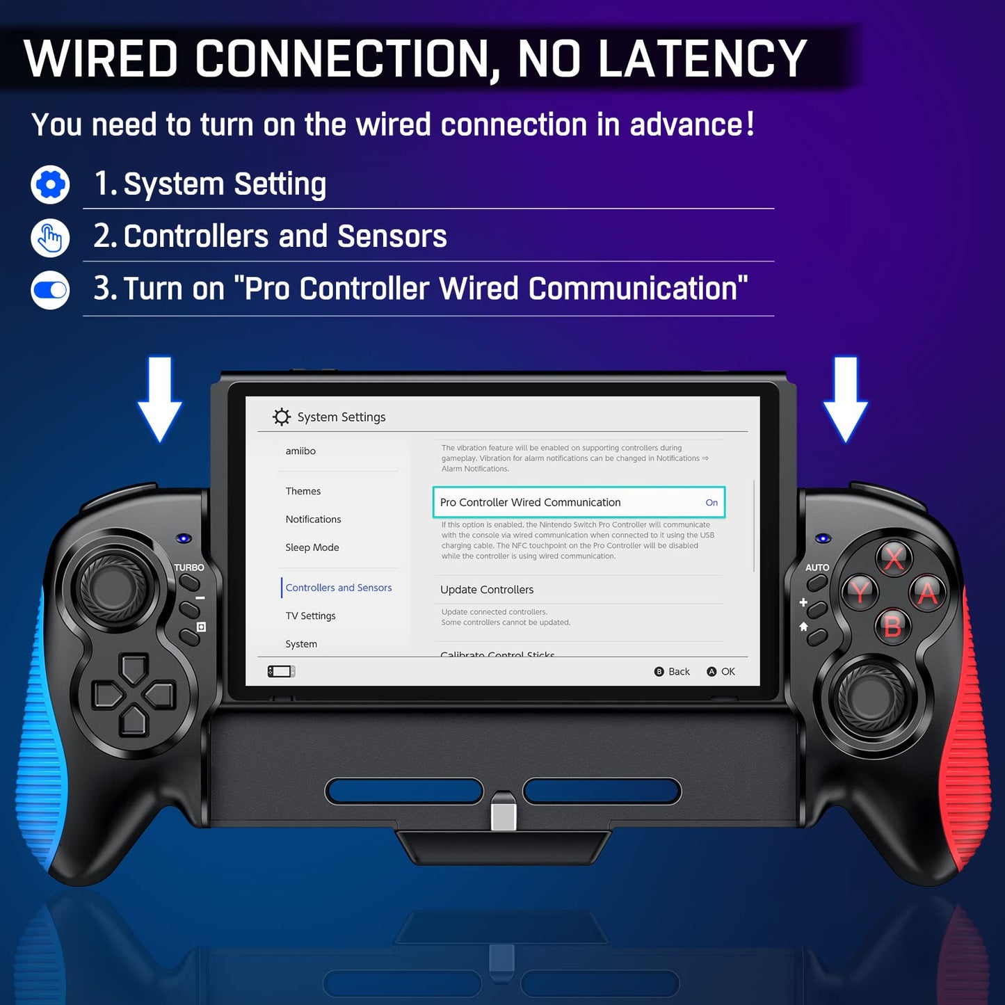 Gammeefy Switch Controller for Switch/OLED, Hall Effect One-Piece Joypad Controller Replacement for Switch Pro Controller, Switch Controllers Remote with Adjustable Turbo and Dual Motor Vibration