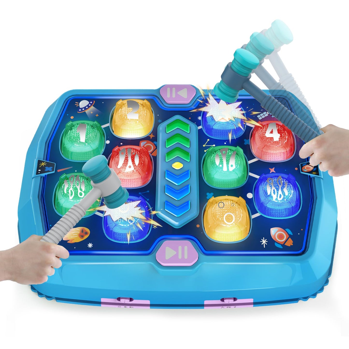 WAYKEE Whack Mole Game for Toddlers, Toys for 3 4 5 6+ Year Old Boys Girls, Interactive Toddler Boy Girl Toys with 3 Modes & 2 Hammers, Sound & Light, Birthday for 3-10 Year Old Boys Girls